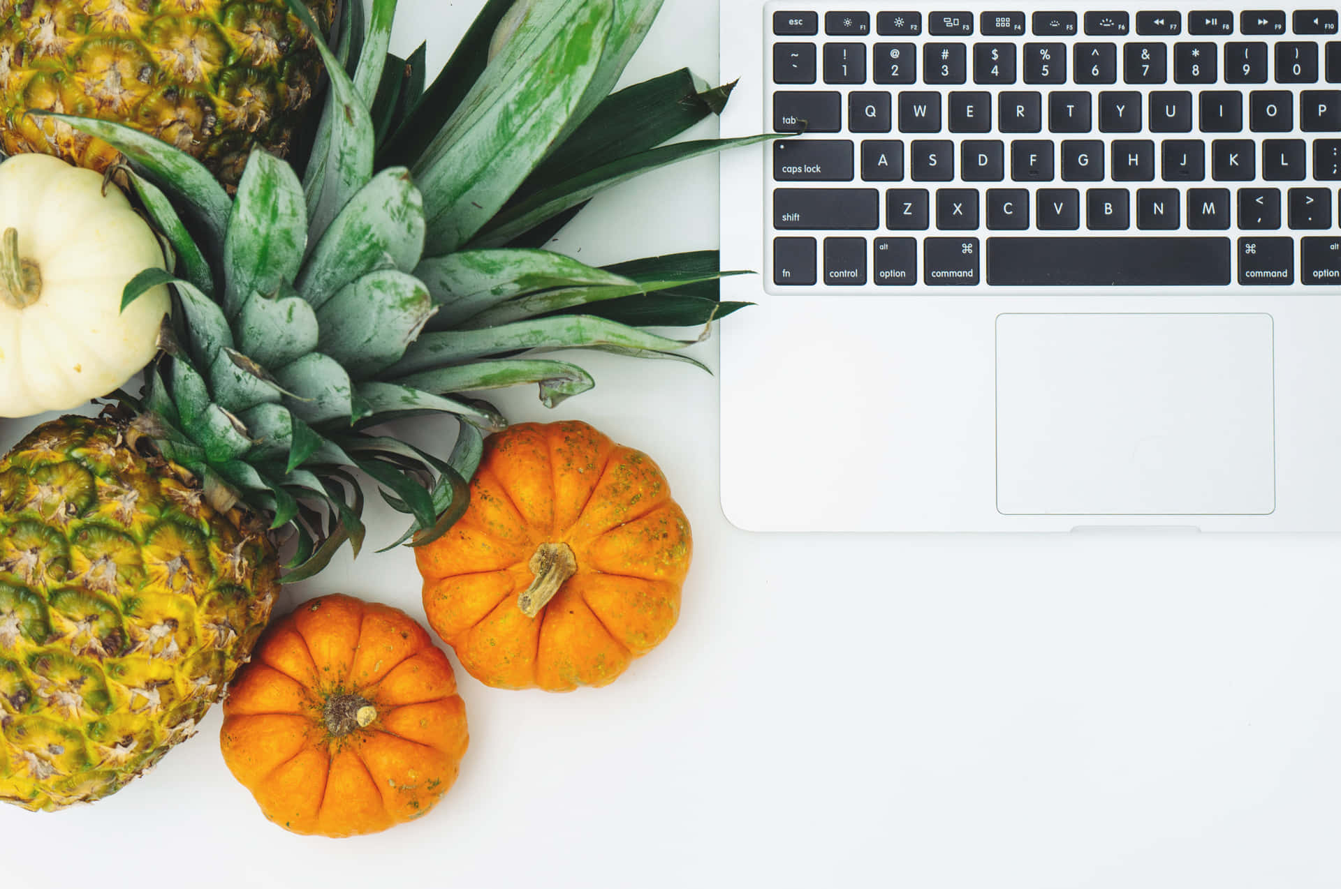 Fruits And Vegetables With A Laptop Aesthetic Wallpaper