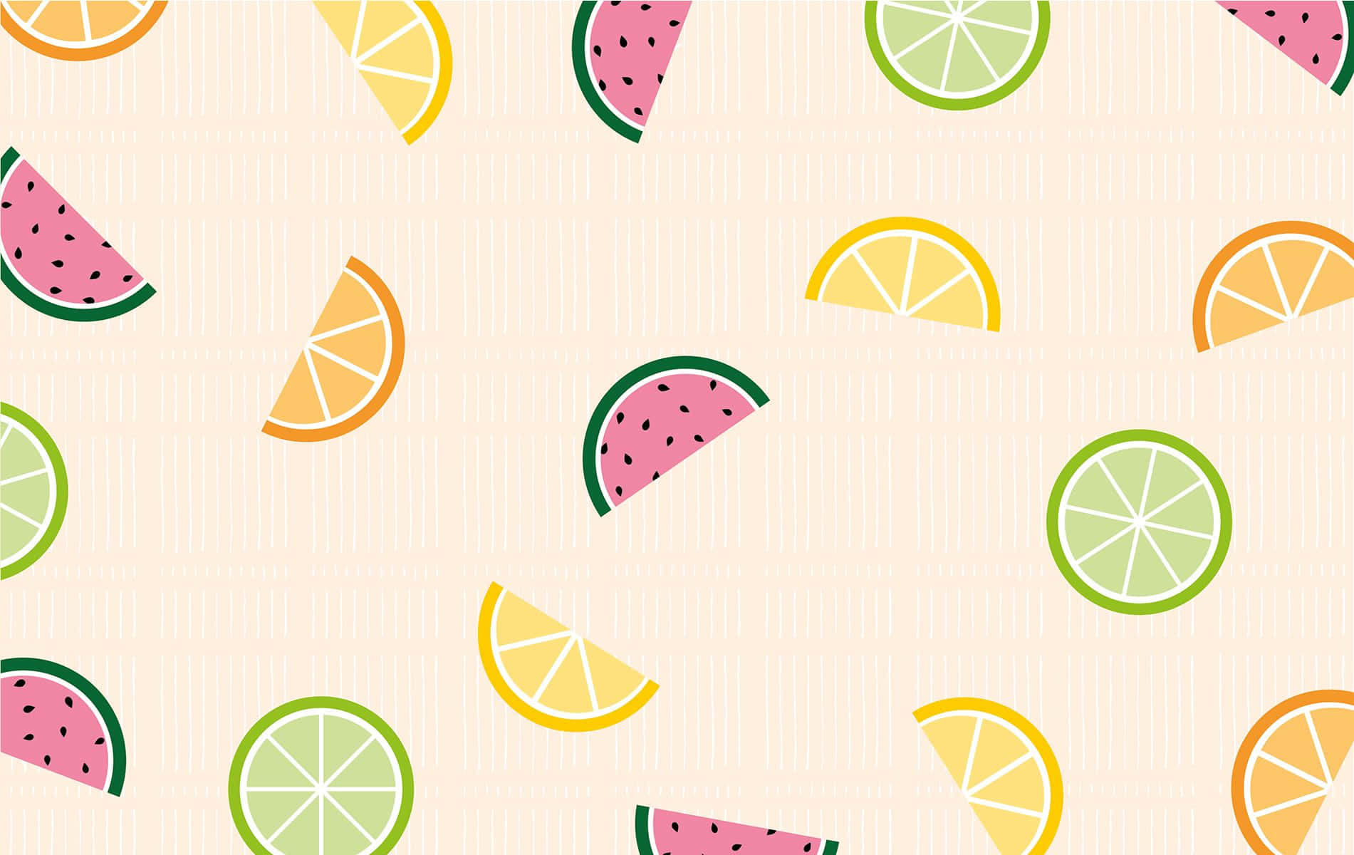 A Pattern With Slices Of Watermelon, Lime And Lemon