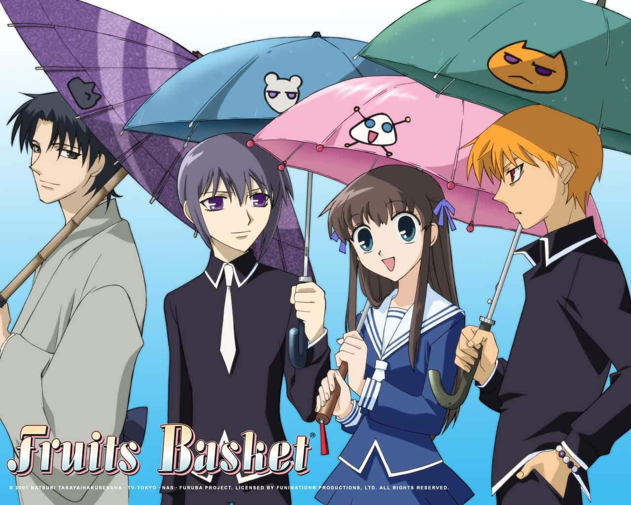 Frugtkurv Anime Med Parasol Tapet Wallpaper