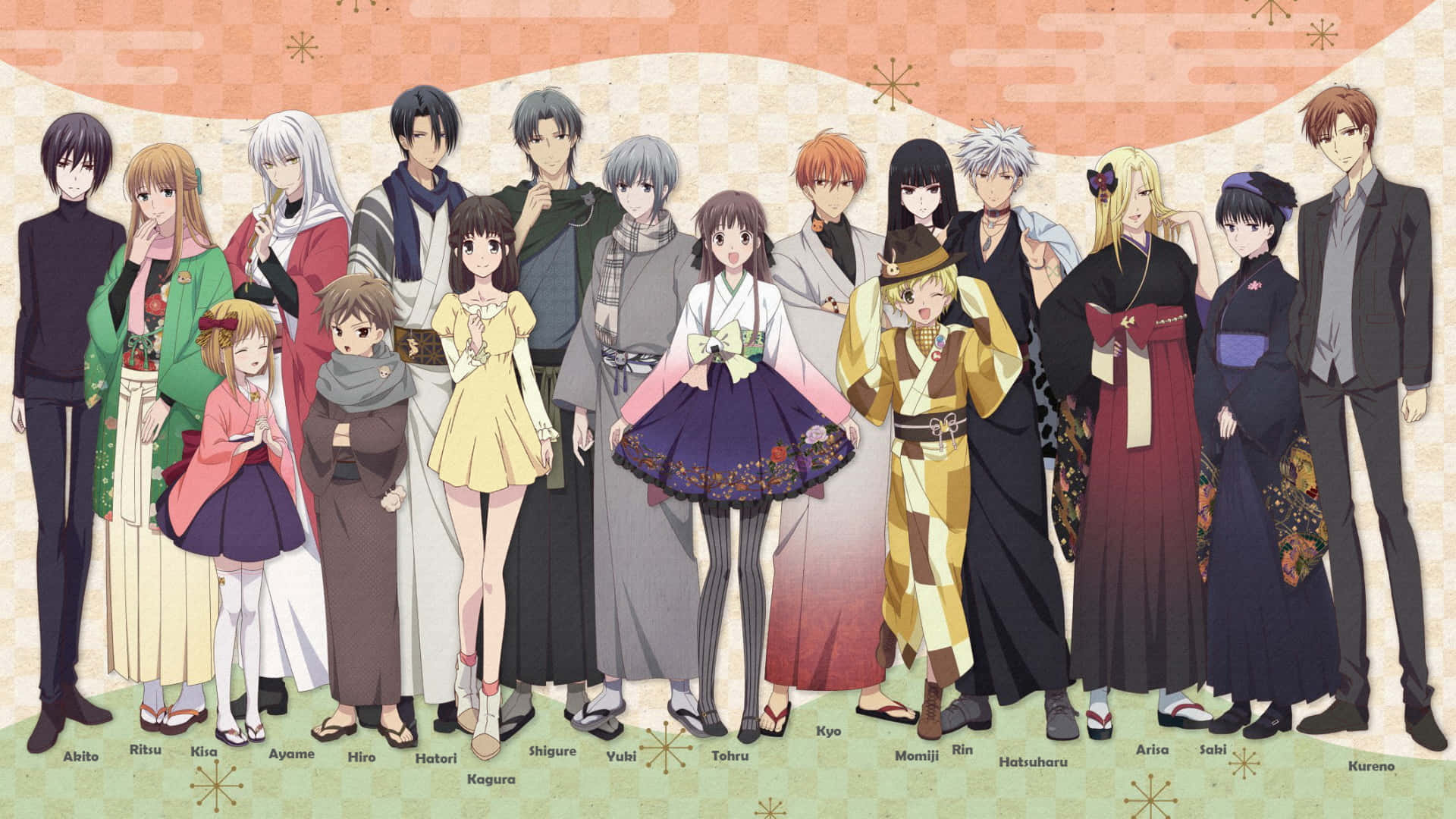 Fruits Basket Personages Verzameling Achtergrond