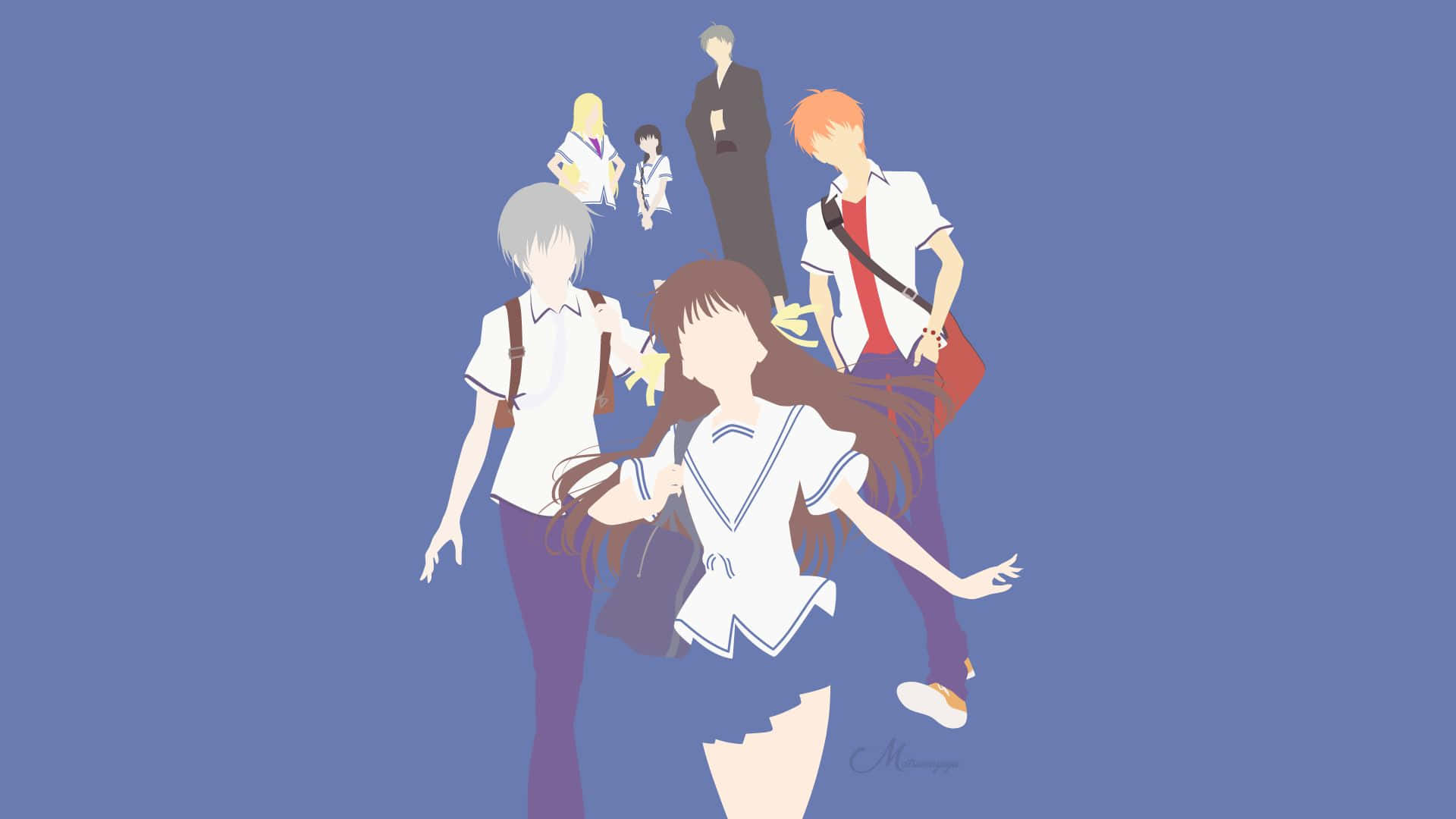 Art De Silhouette Des Personnages De Fruits Basket Fond d'écran