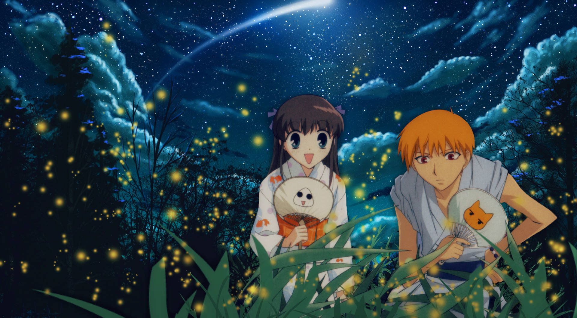Fruits Basket Characters Under The Stars Wallpaper
