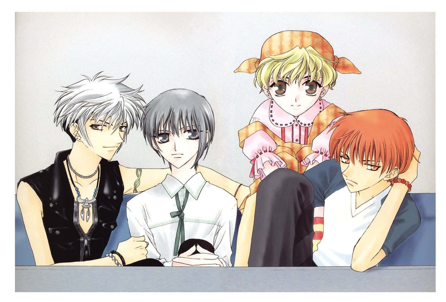 Fruits Basket Groepsillustratie Achtergrond