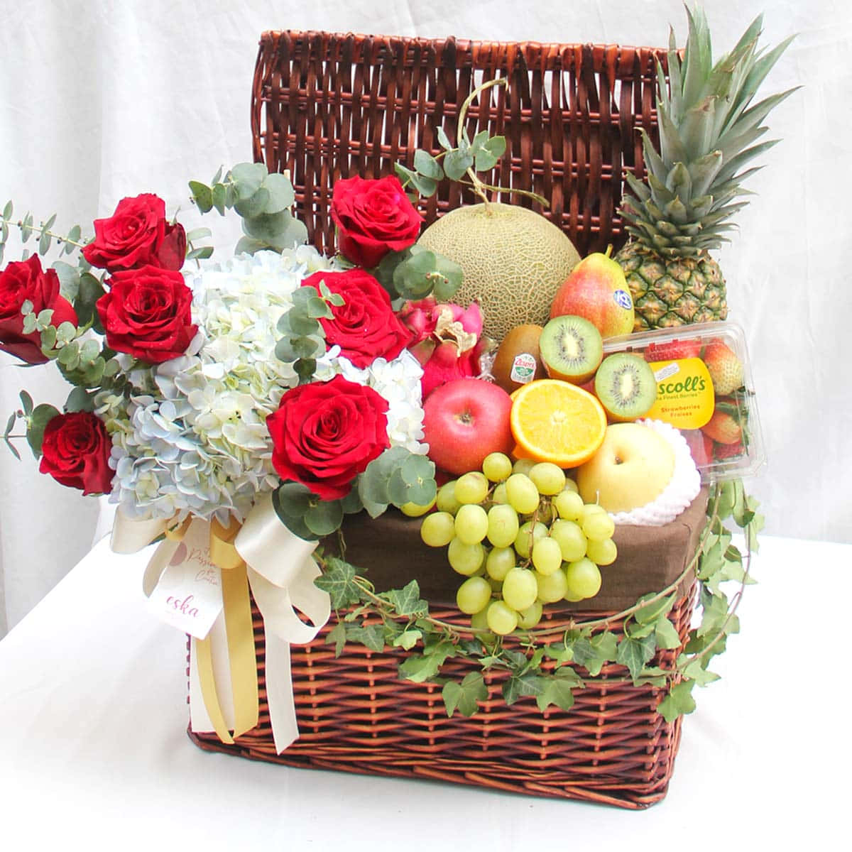 Enjoying a basket of delicious fruit!