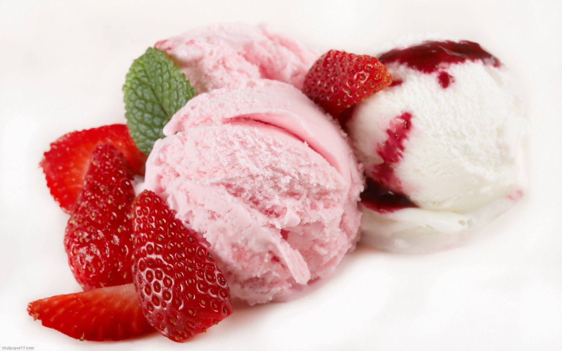 Fruity Ice Cream Desserts Wallpaper