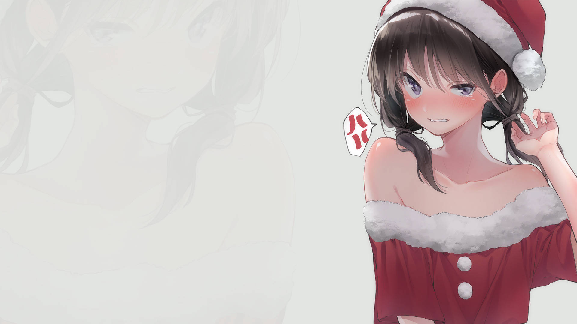 Frustreret Anime pige jule baggrund Wallpaper