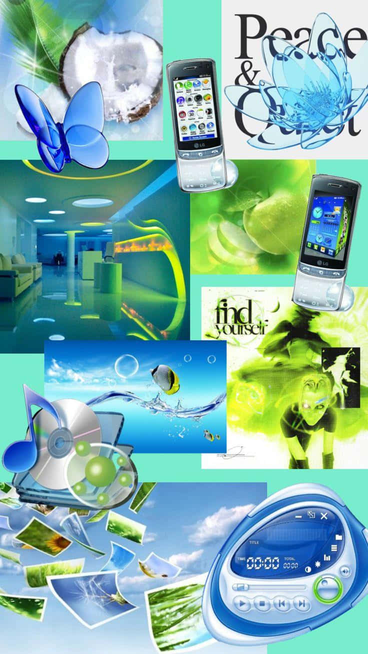 Frutiger Aero Phone Concept Collage Wallpaper