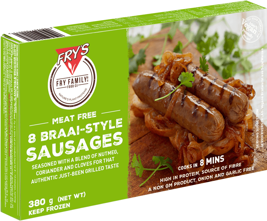 Frys Meat Free Braai Style Sausages Packaging PNG
