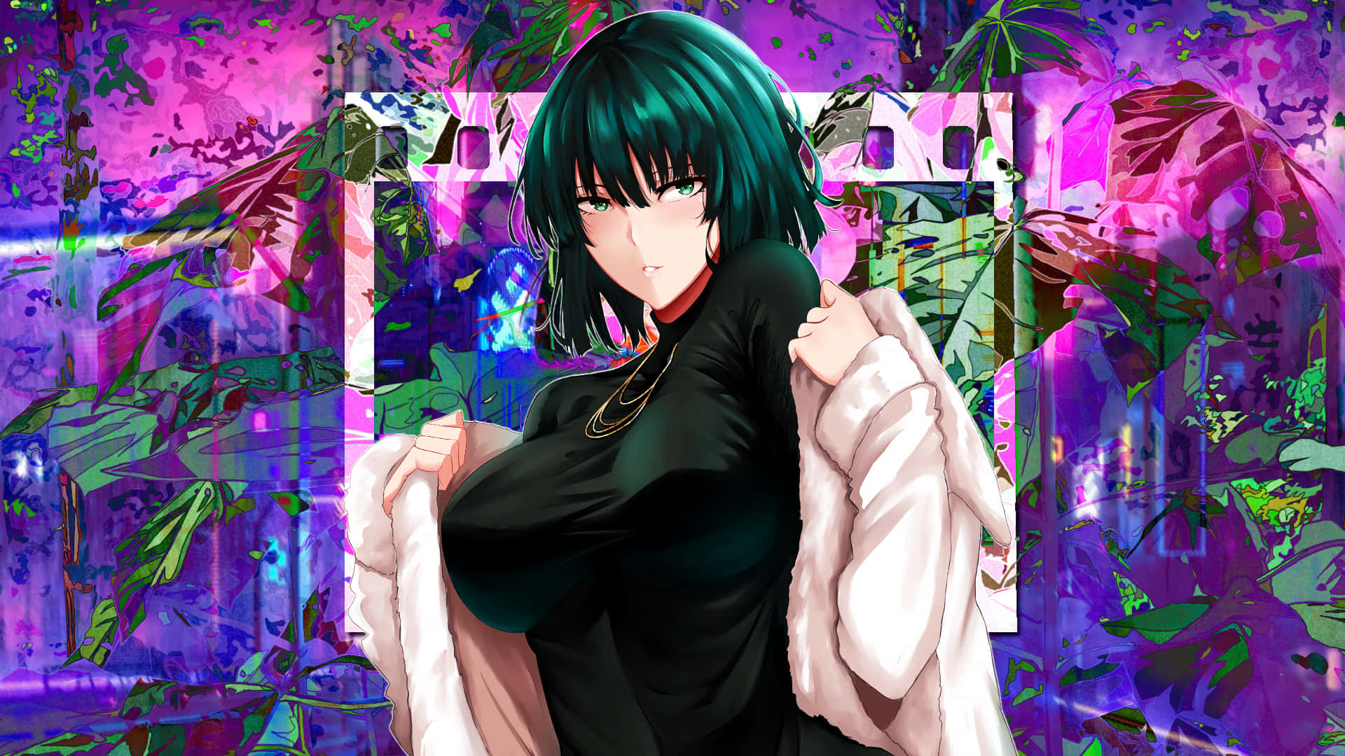 Fubuki in her iconic pose amid a snowy battlefield Wallpaper