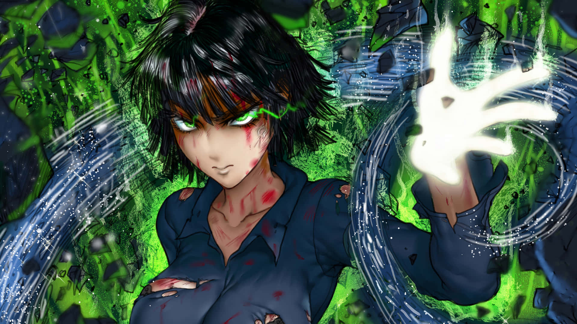 Fubuki Demonstrates Her Power in an Icy Storm Wallpaper