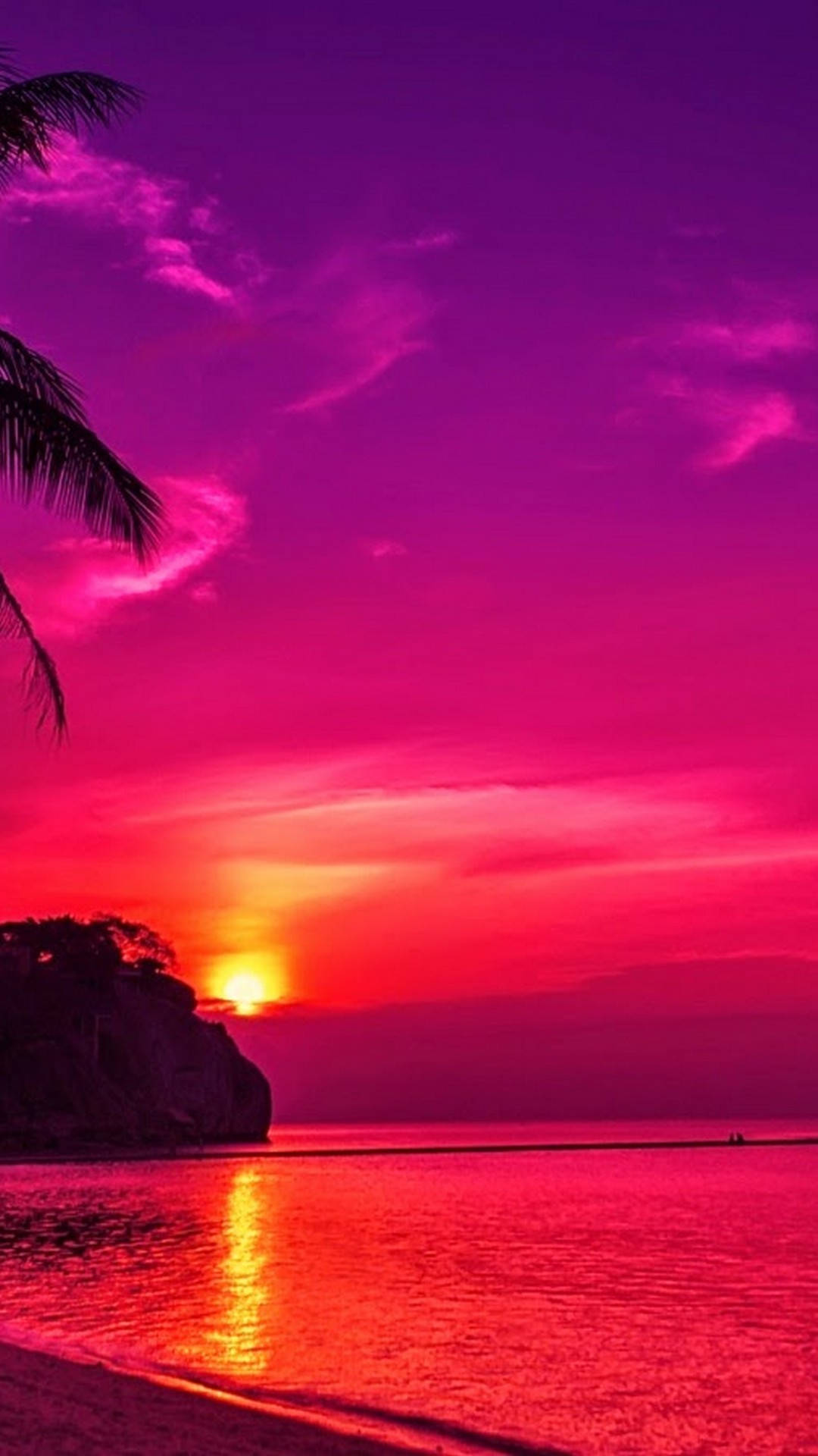 Fuchsia Pink Sunset Sky Wallpaper
