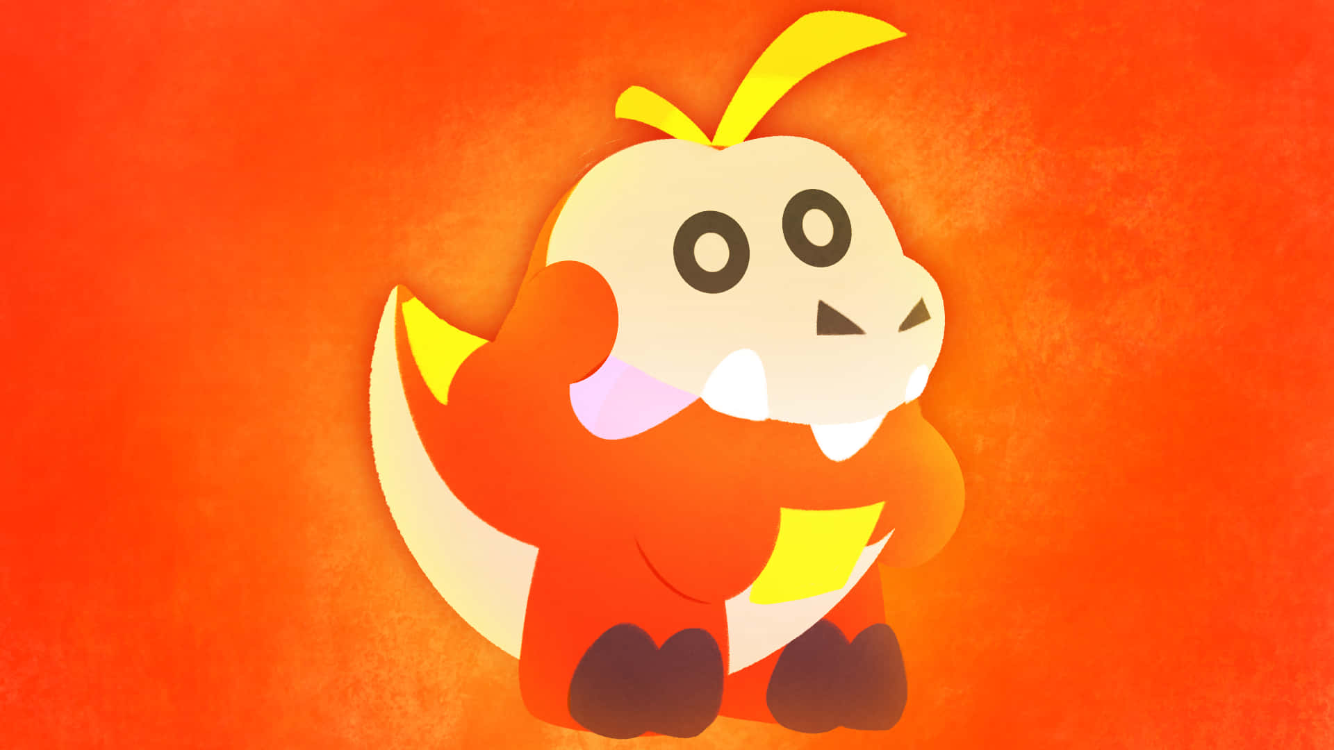 Illustrazionedi Fuecoco Pokemon Su Sfondo Arancione Sfondo