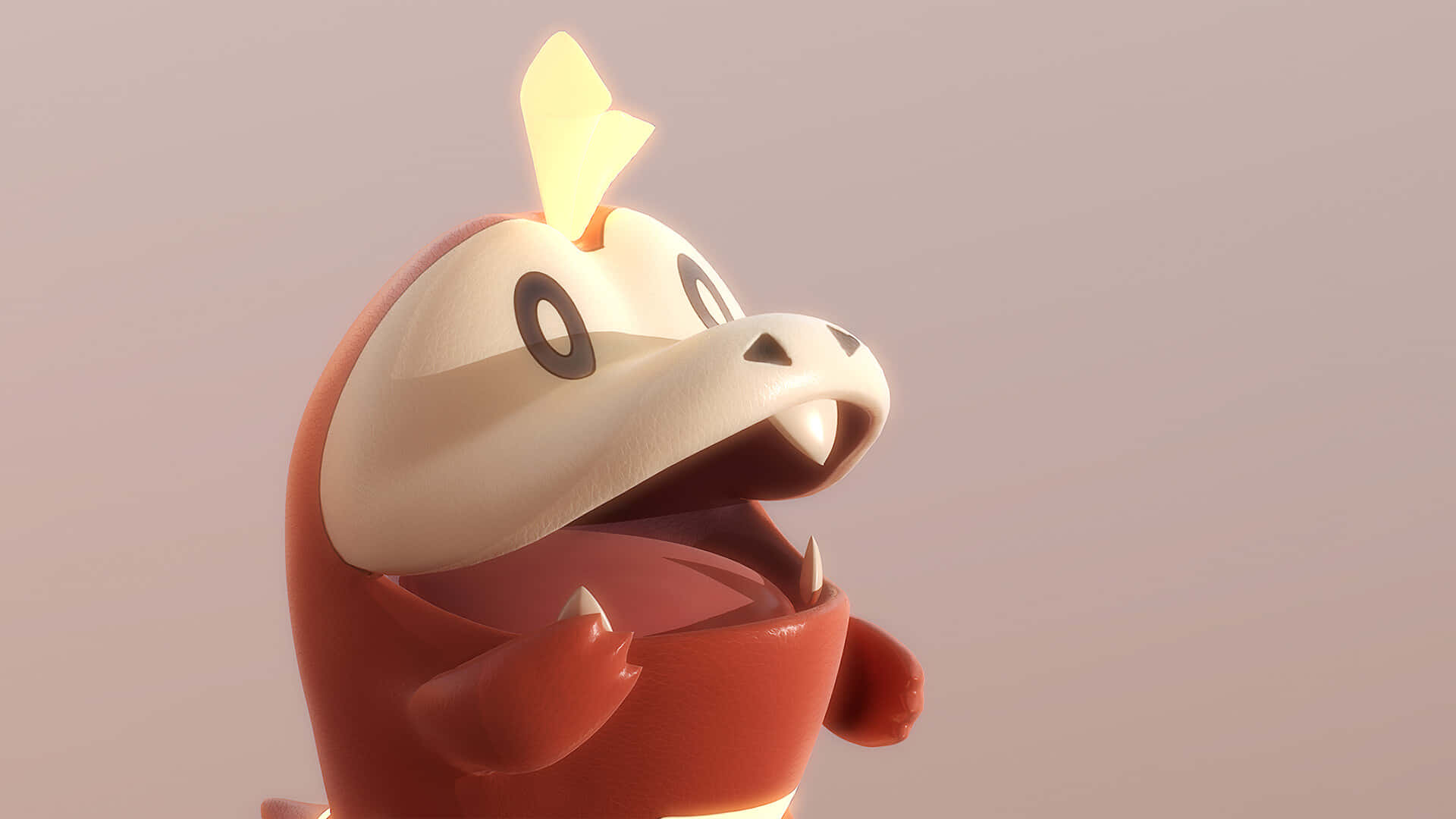 Fuecoco Pokemon With Open Mouth 3D Wallpaper