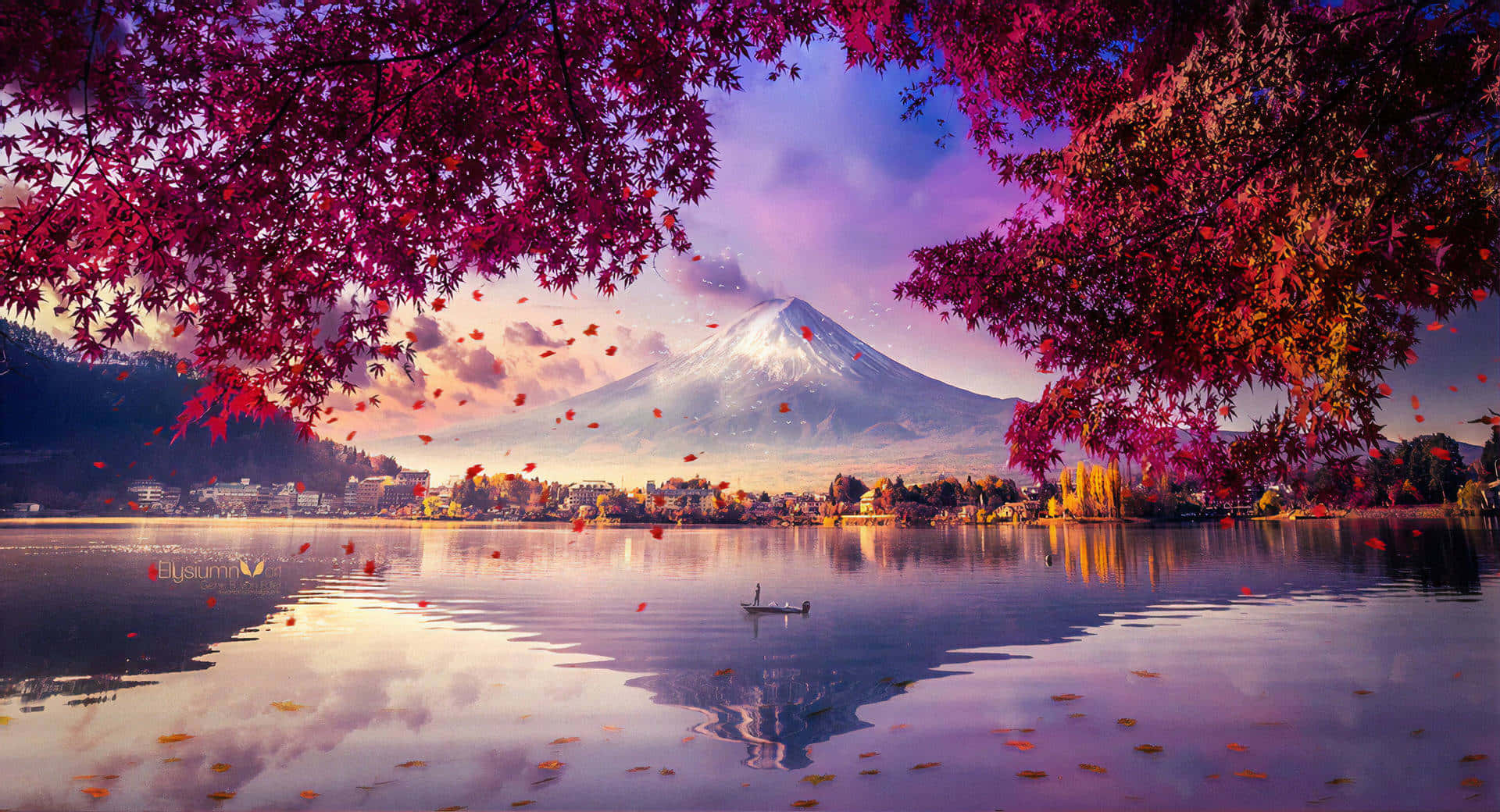 Fuji Mountain On A Colorful Autumn Wallpaper