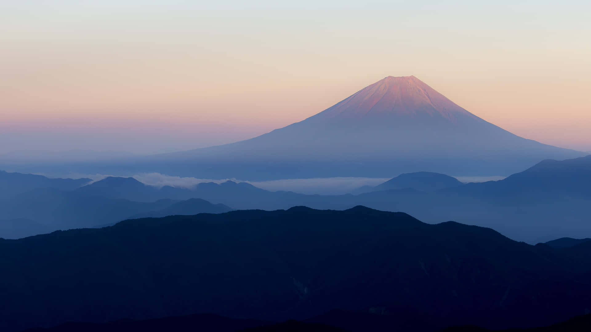 Fuji Peak On A Foggy Morning Wallpaper