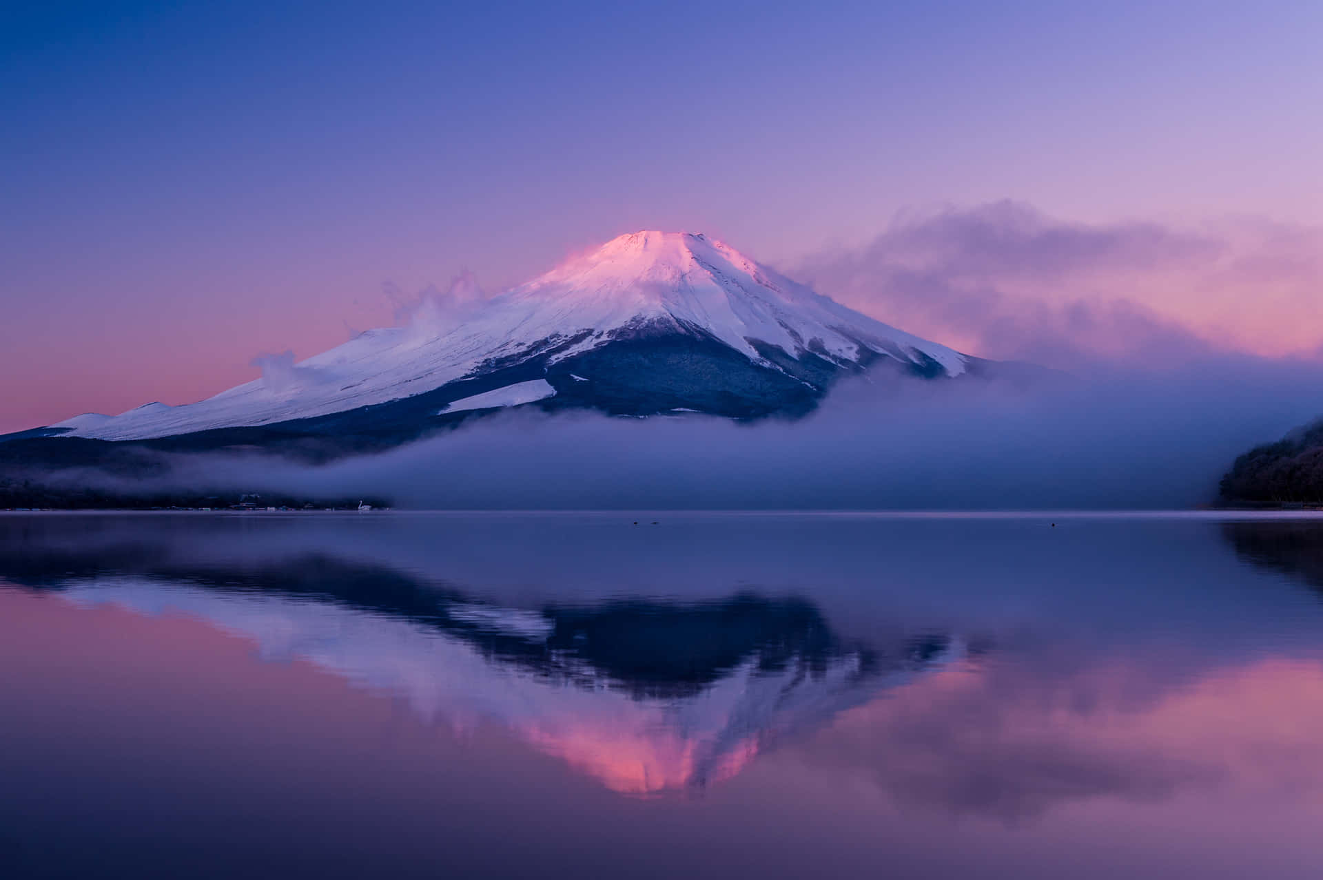 Cimadel Fuji En Amanecer Rosa Fondo de pantalla