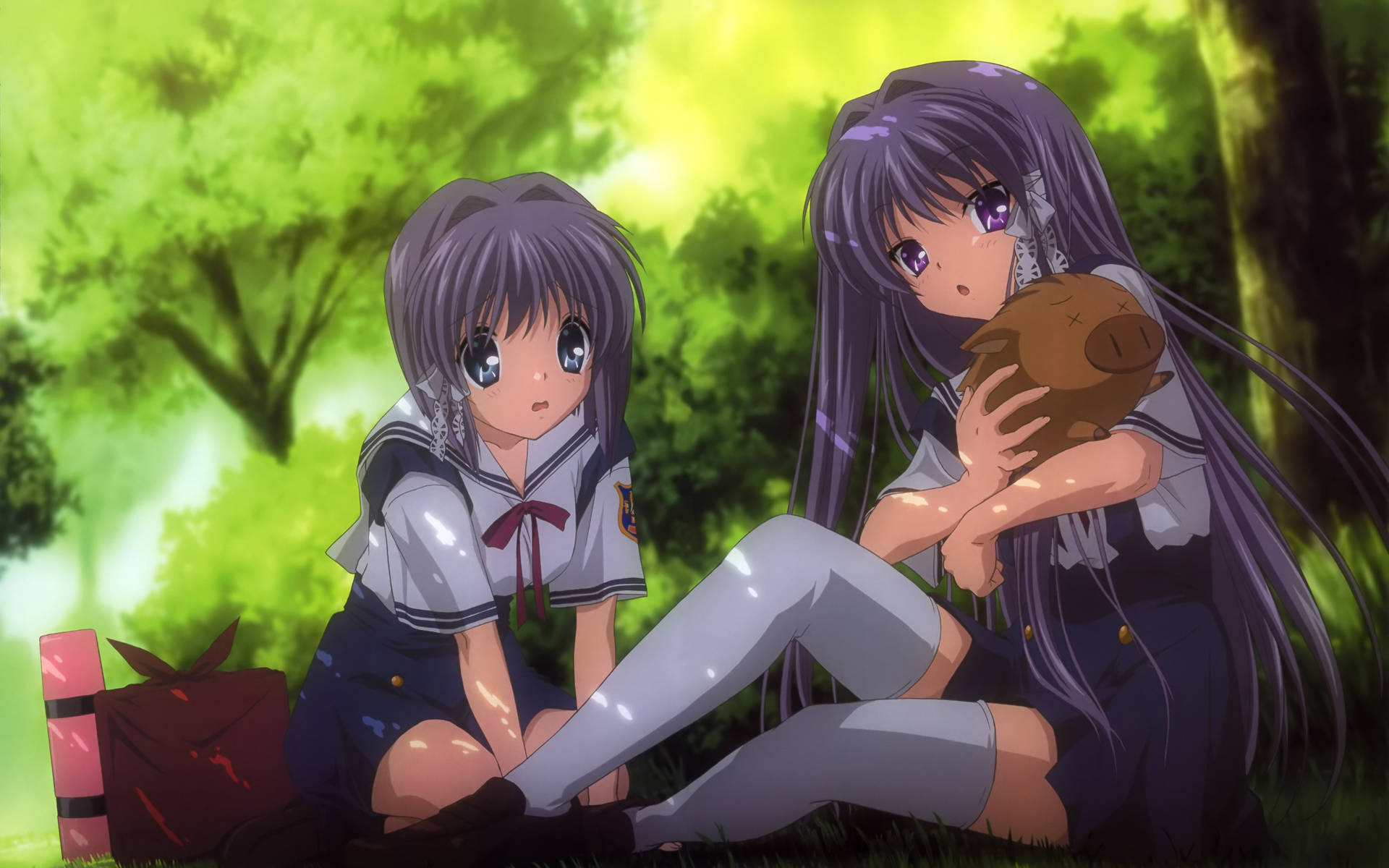 Wallpaper -  Fujibayashi Sisters Clannad tapet Wallpaper