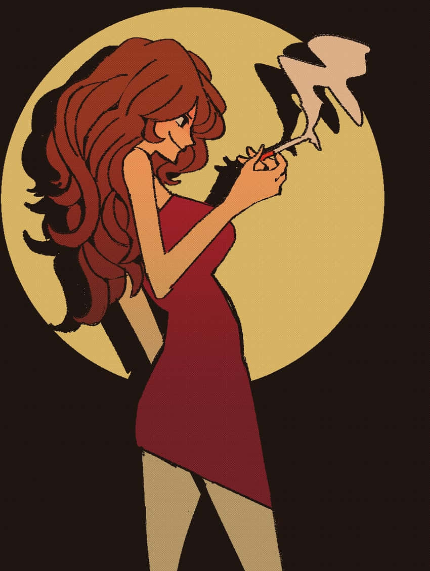 Fujiko Mine Silhouet Roken Achtergrond