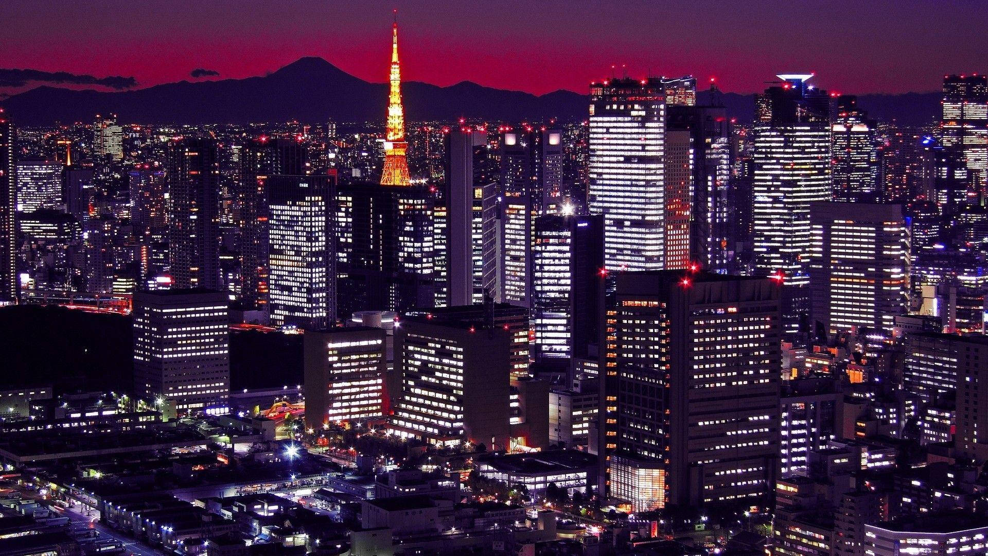 Retratodigital Da Cidade De Fukuoka Para Papel De Parede De Computador Ou Celular. Papel de Parede