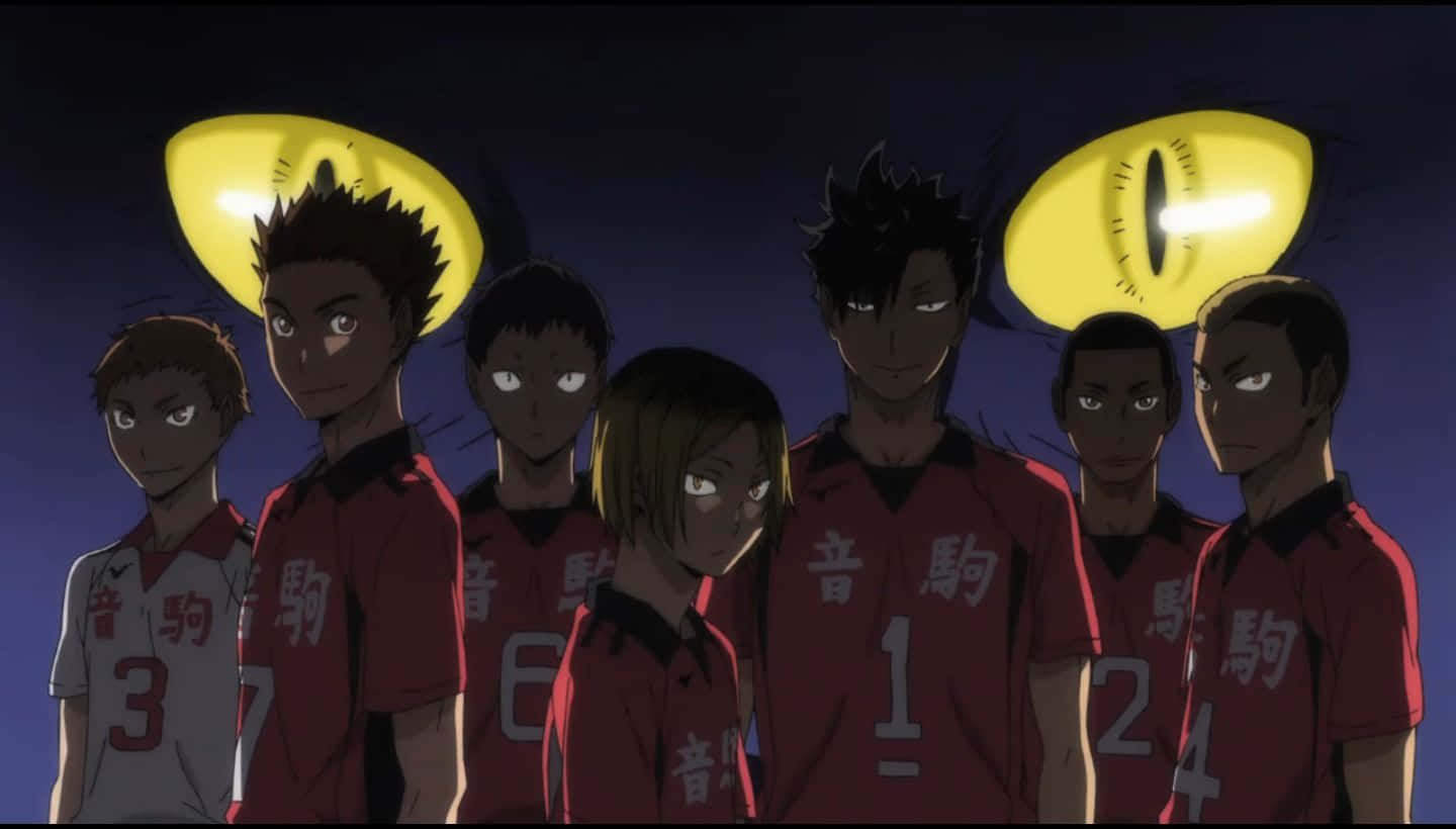 Fukurodani High School Volleyball Team in Action Wallpaper