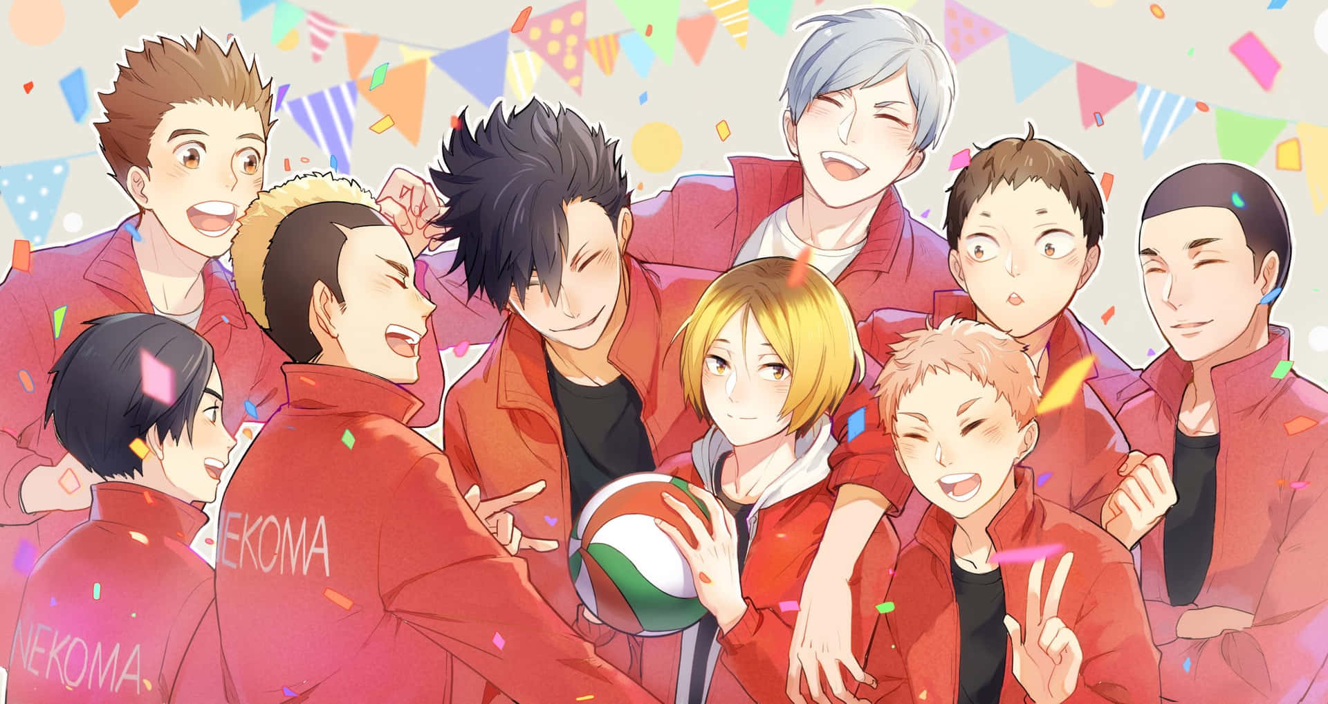 Fukurodani Academy Volleyball Team in action Wallpaper