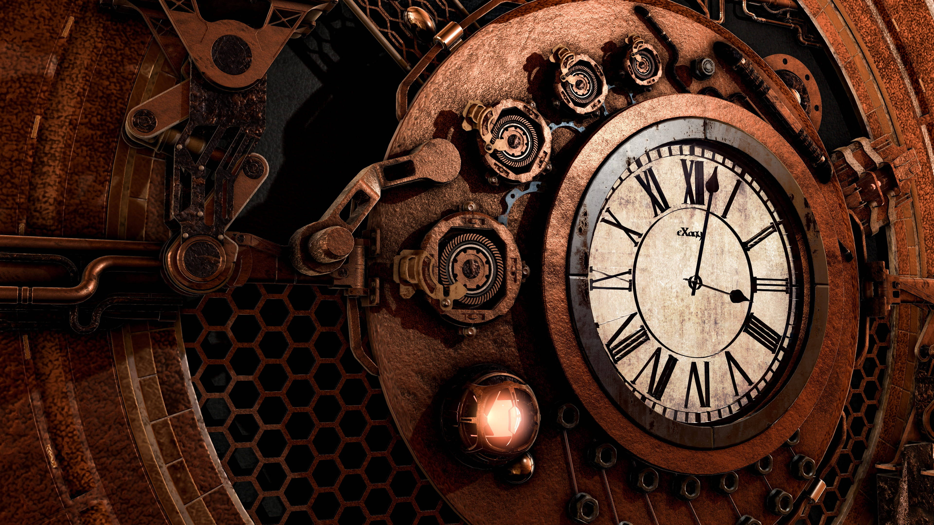 Full 4k Steampunk Brass Clock Wallpaper