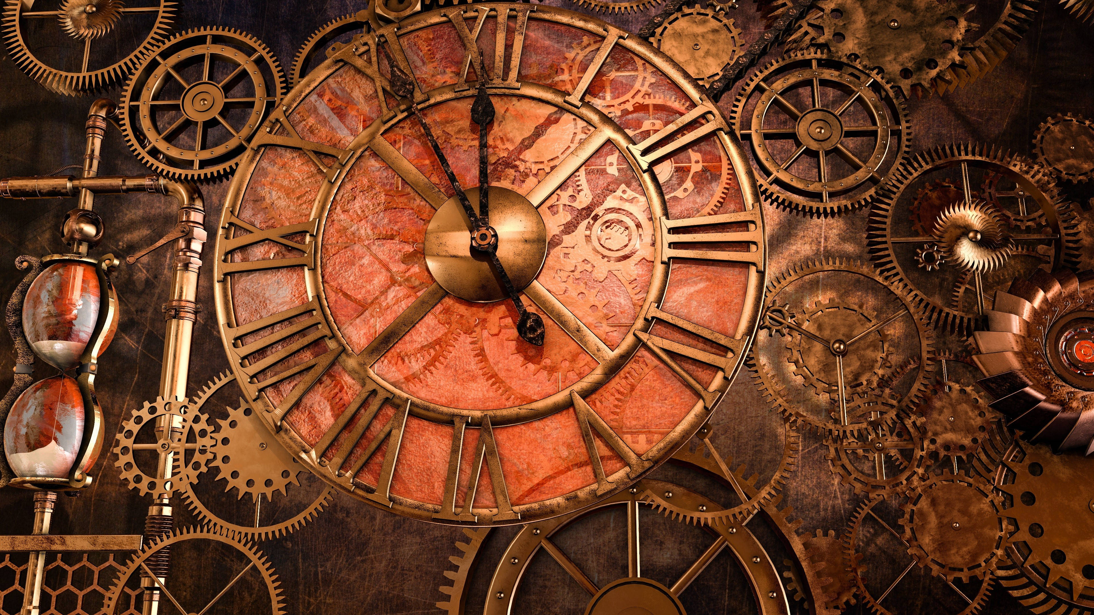 Full 4k Steampunk Clockwork Wallpaper