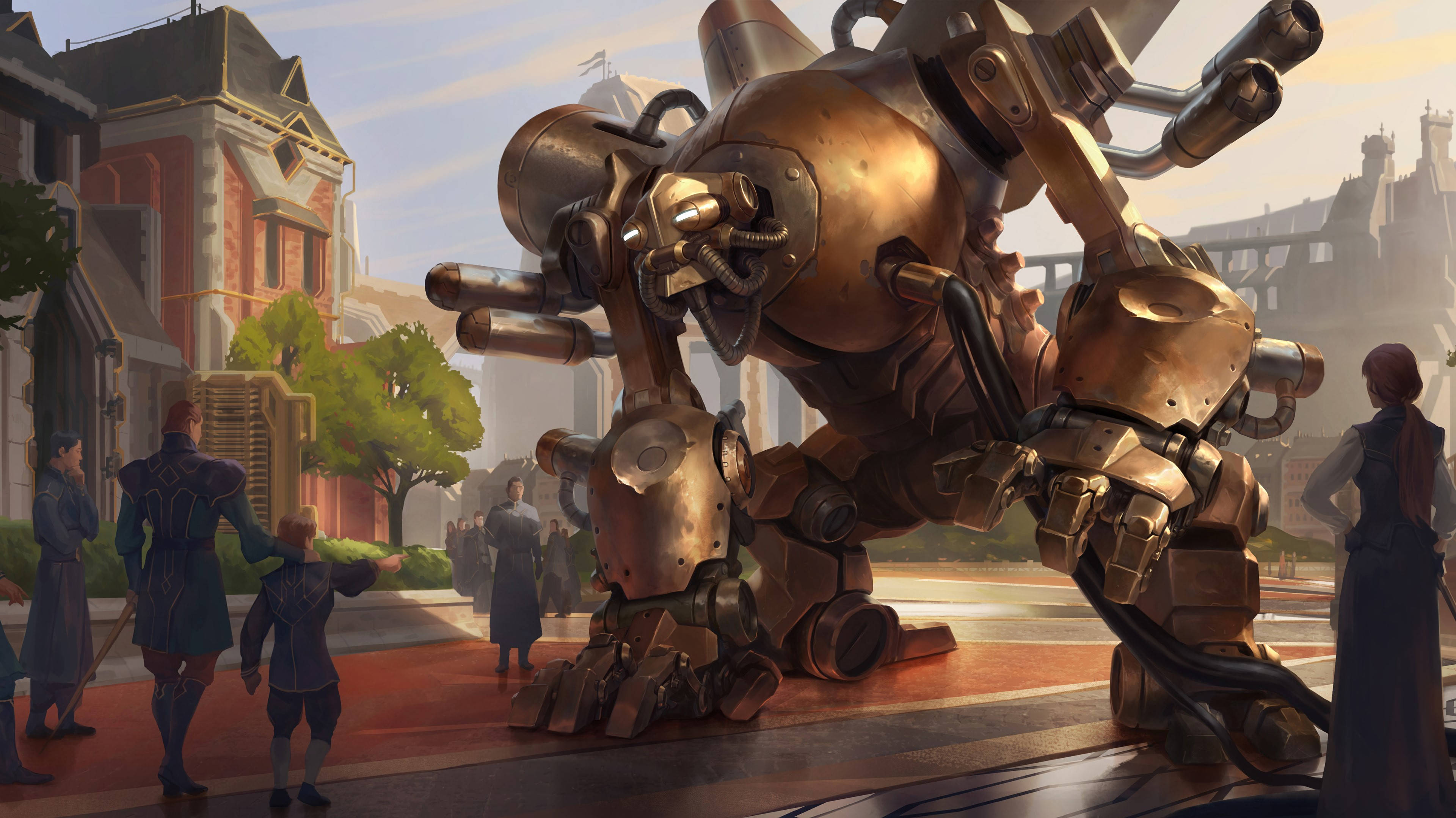 Robot Gigante Steampunk Completo 4k Sfondo