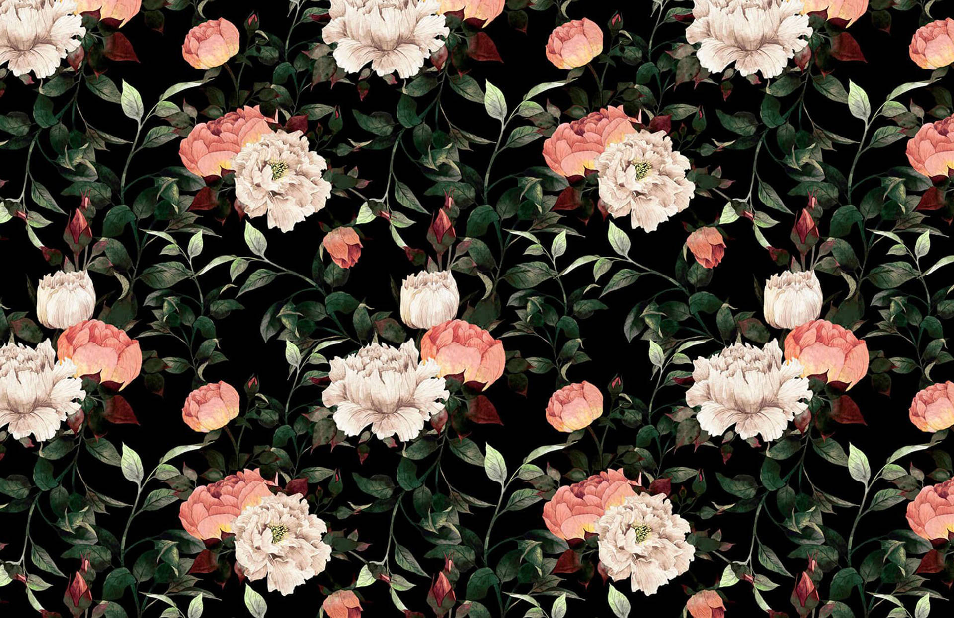 Full Bloom Vintage Carnations Wallpaper