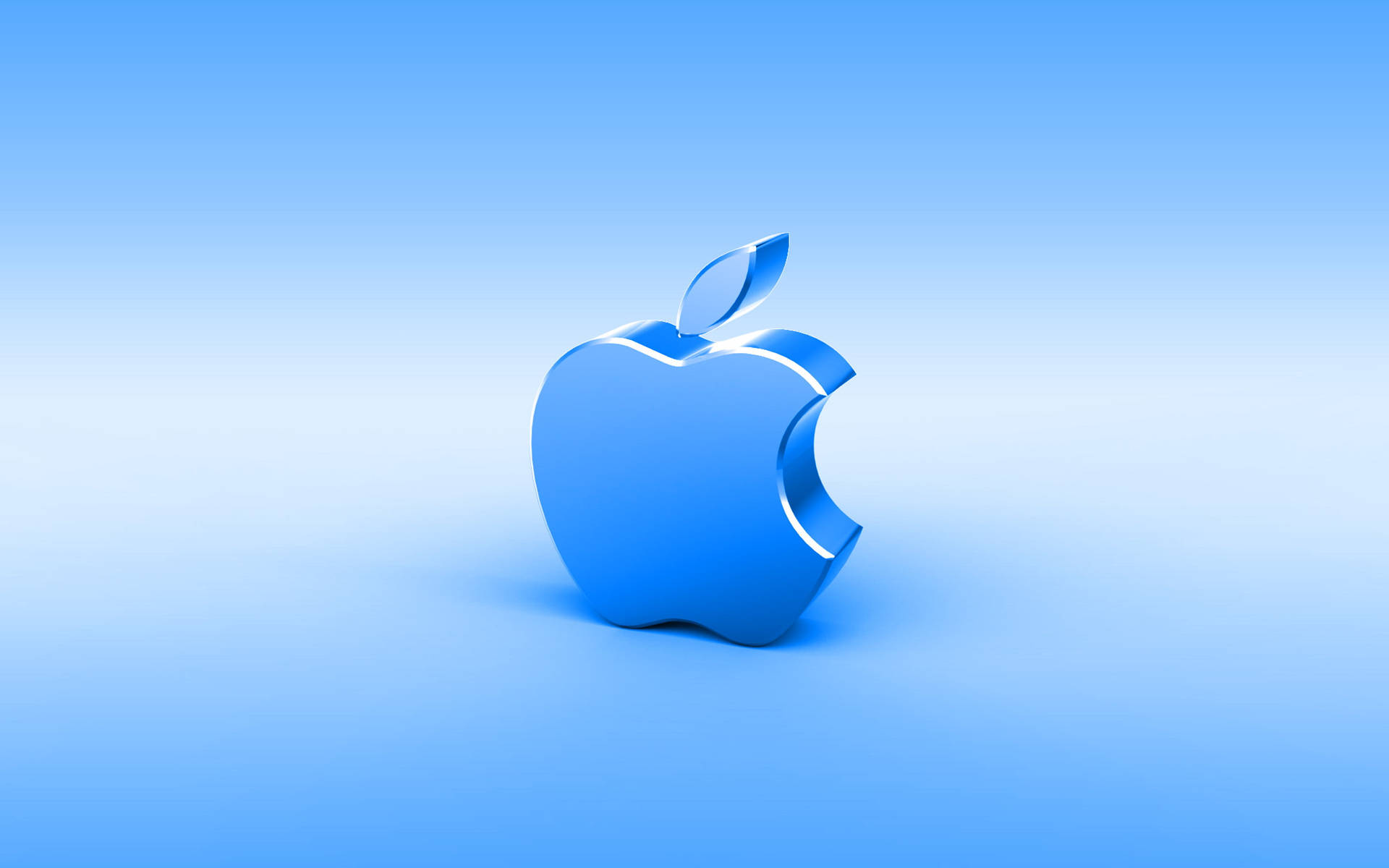 Full Hd Apple In 3d Soft Blue Wallpaper