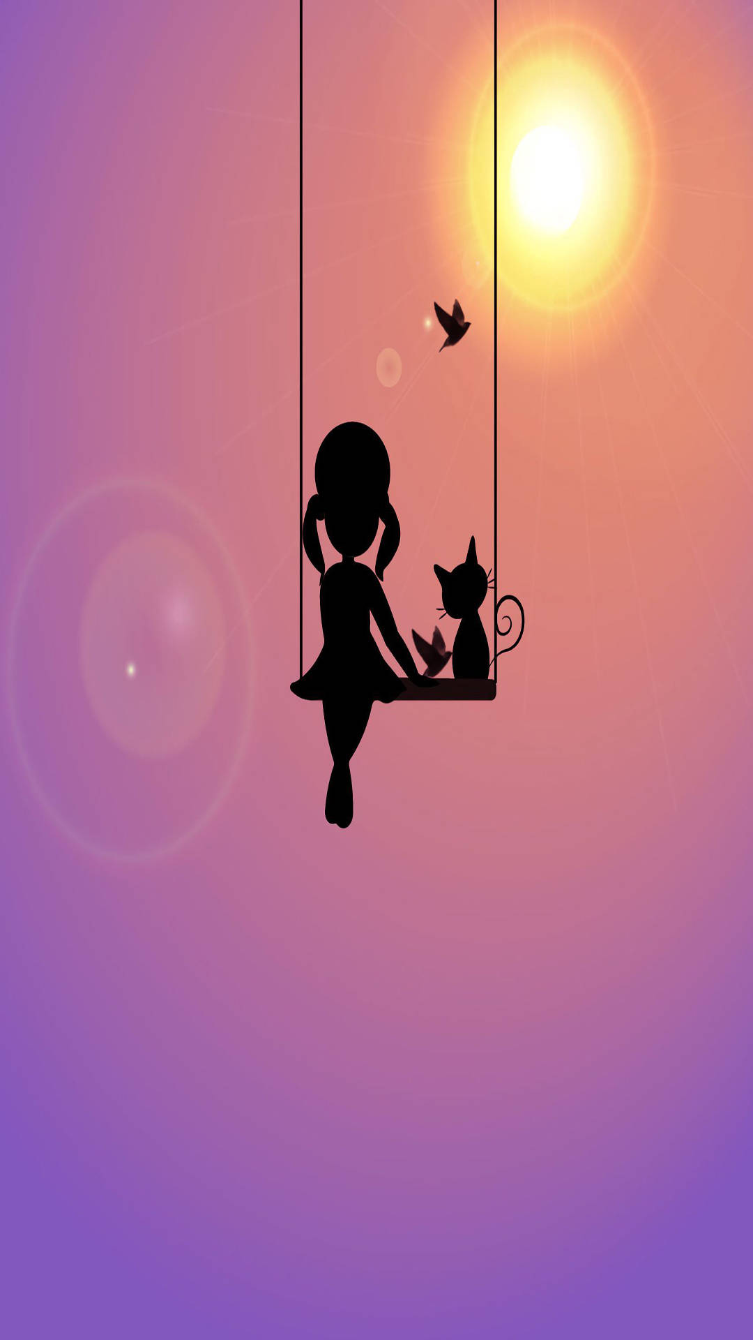 Full Hd Phone Girl And Cat Silhouette