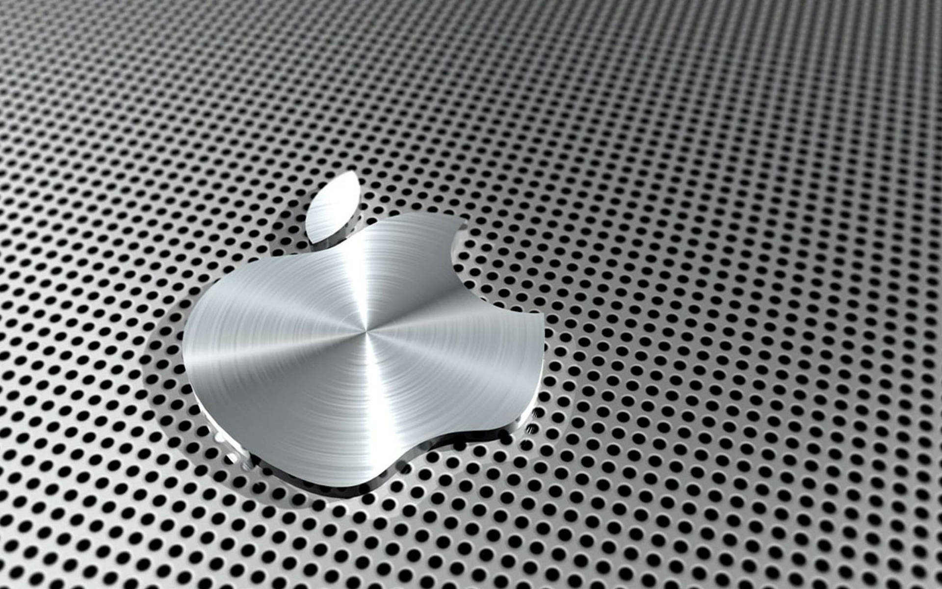 Full Hd Silver Apple On Perforated Steel Picture