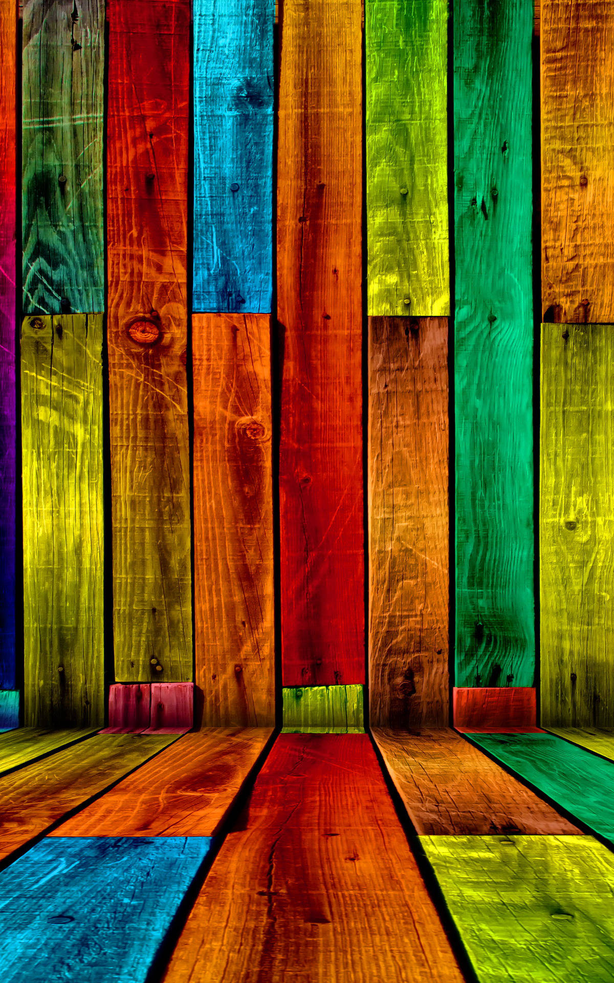 Fuld HD tablet farverig træplanker tapet Wallpaper