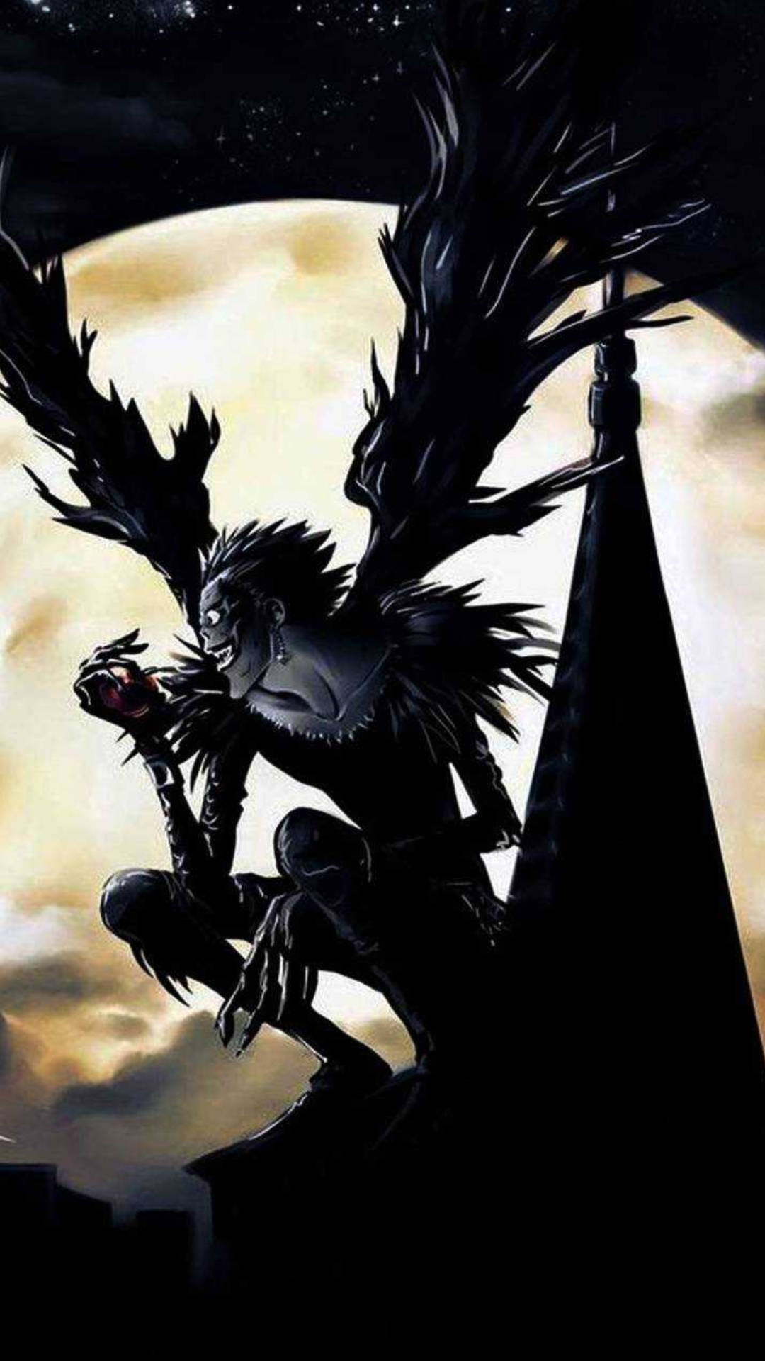 Download Full Moon And Ryuk From Death Note Iphone Wallpaper Wallpapers Com