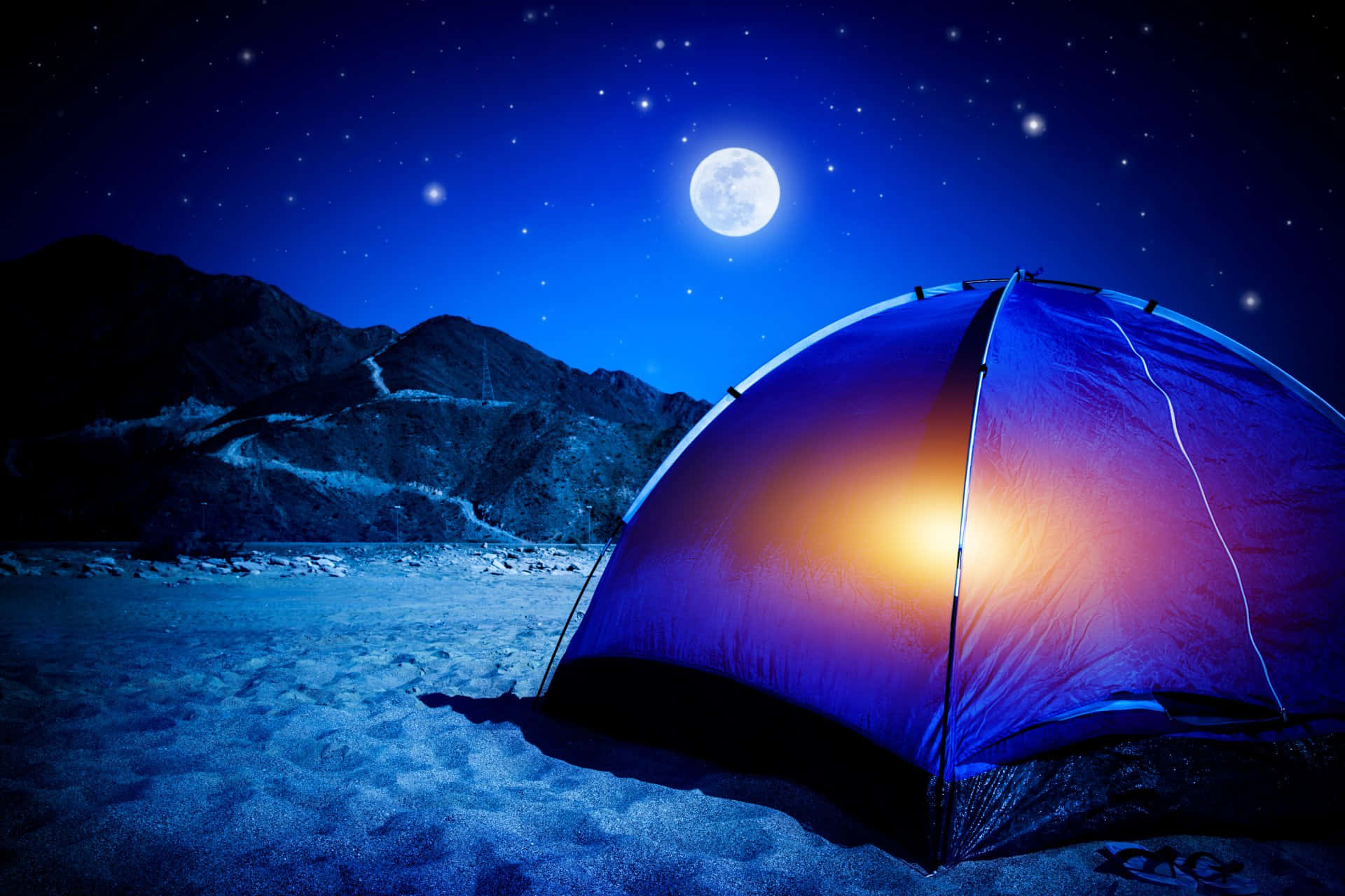 Backgroundfullmåne Camping Skrivbordsbakgrund: Wallpaper