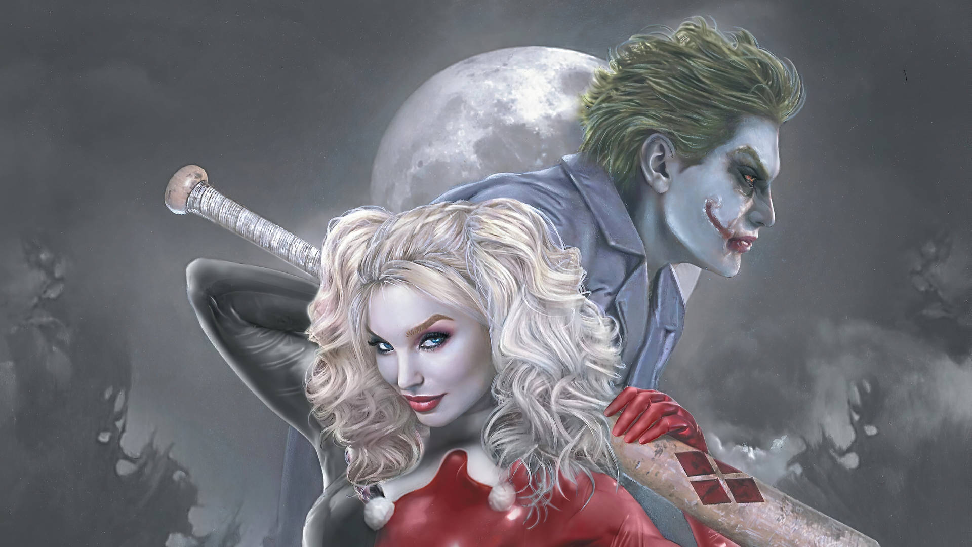Full Moon Joker And Harley Quinn Wallpaper