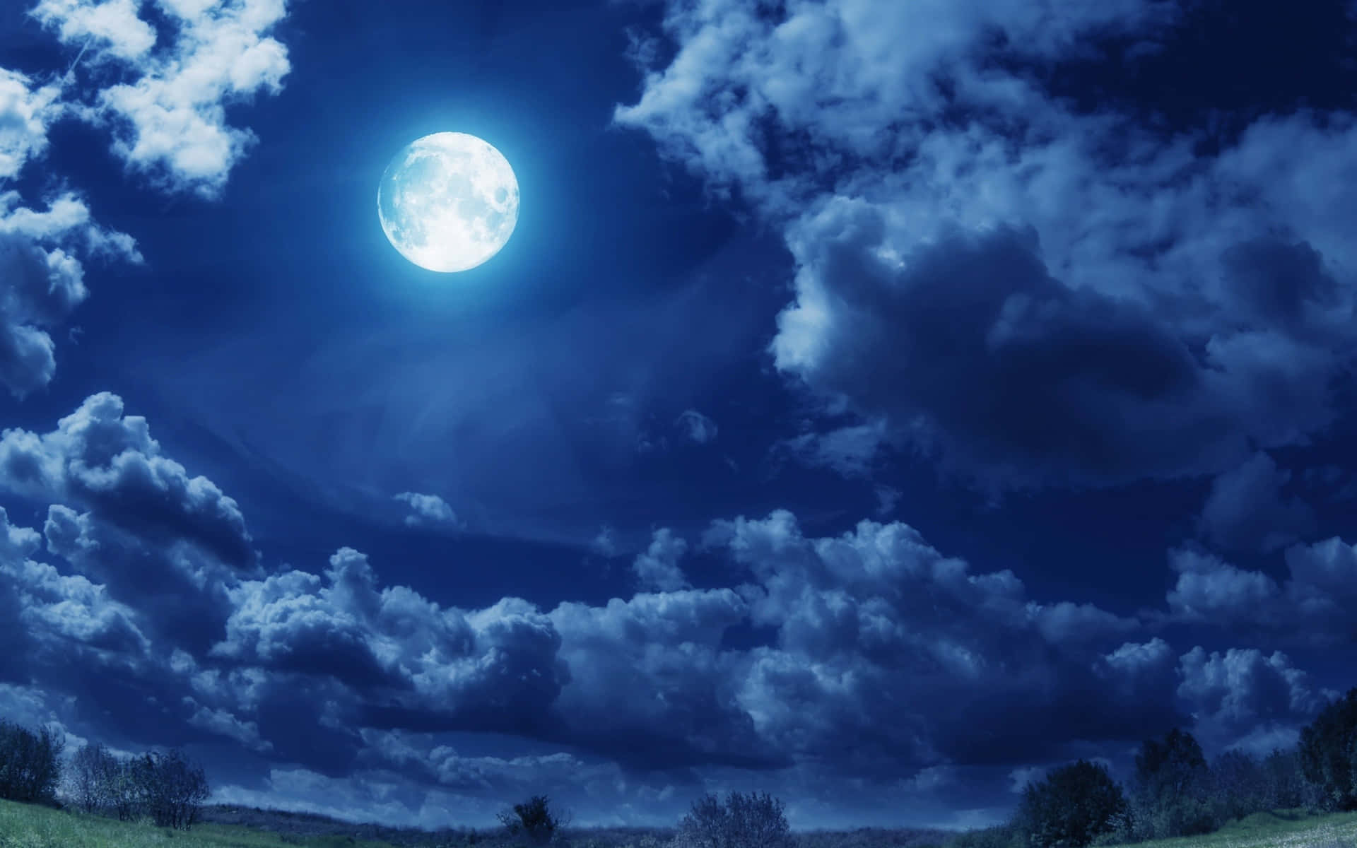 Full Moon Night Sky Wallpaper