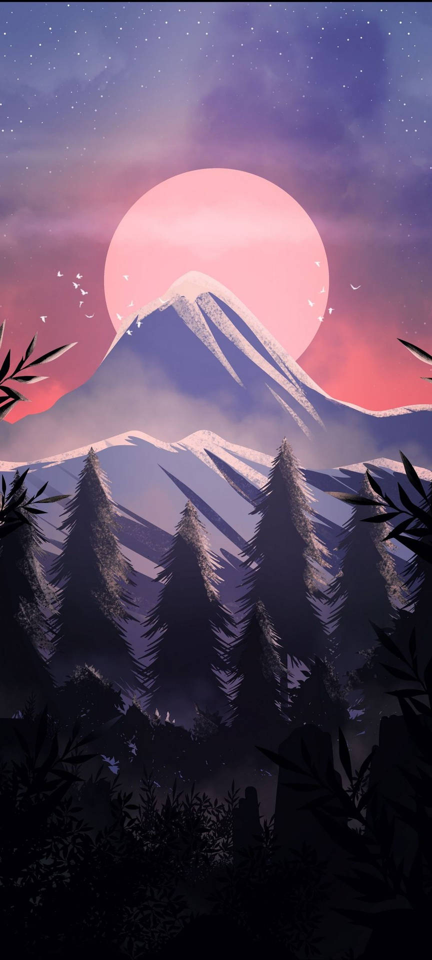Full Moon On Snowy Mountain Cool Android
