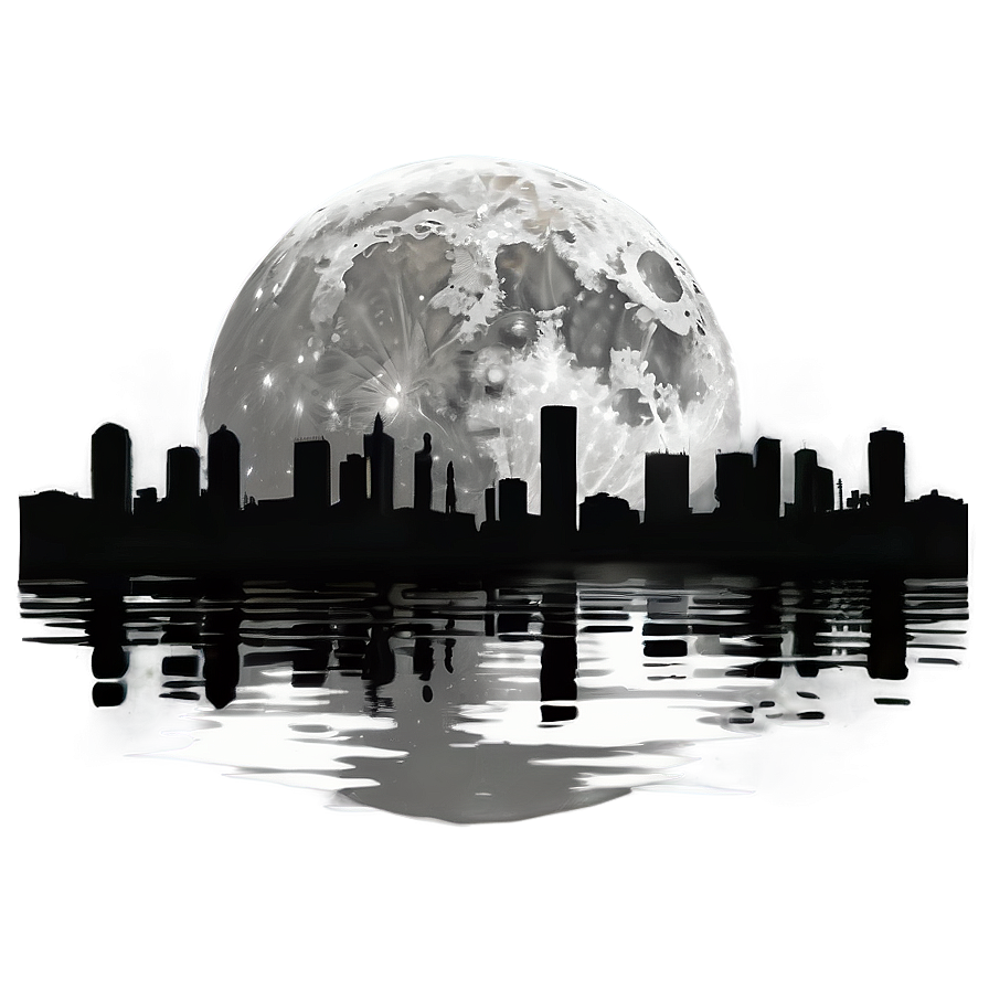 Full Moon Over Cityscape Png 05242024 PNG