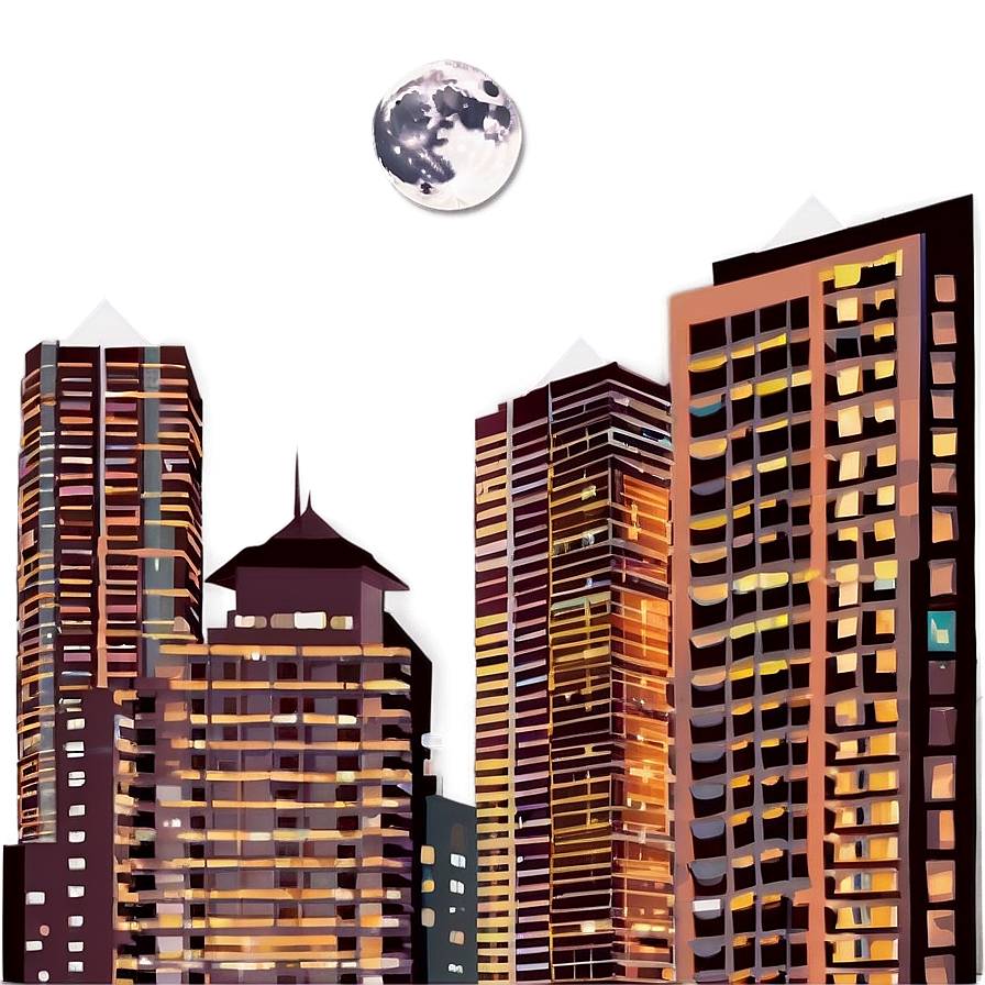 Full Moon Over Cityscape Png 1 PNG