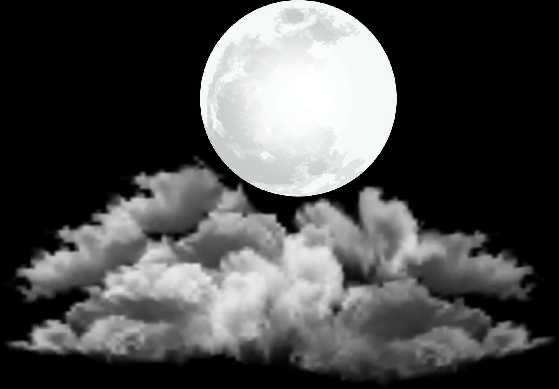 Full Moon Over Clouds PNG