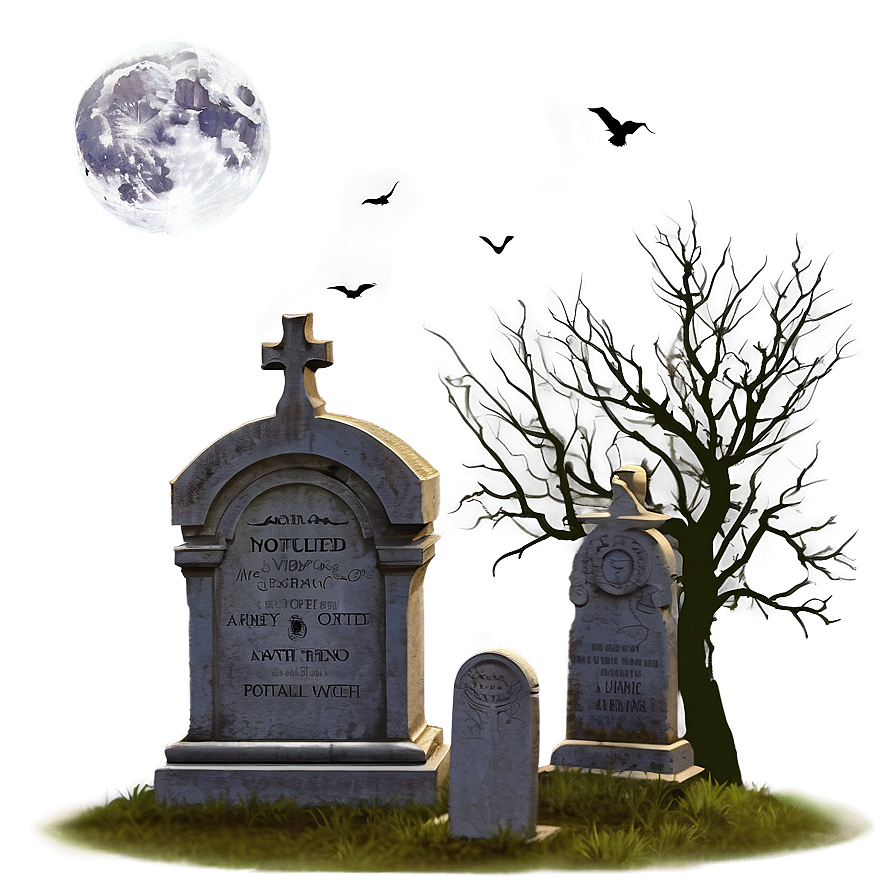 Full Moon Over Graveyard Png 05242024 PNG