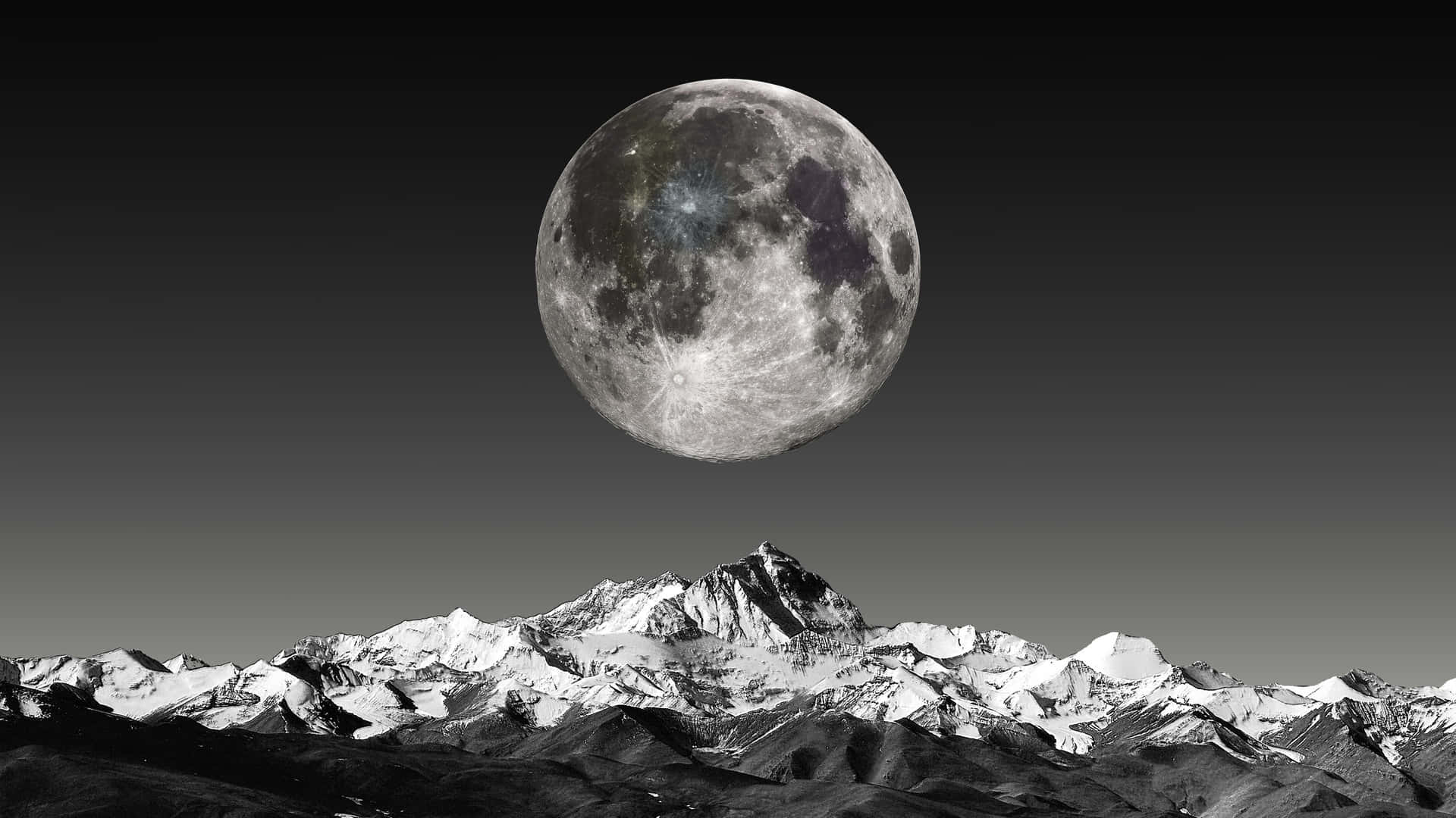 Full Moon Over Mountain Ridge4 K B W Wallpaper