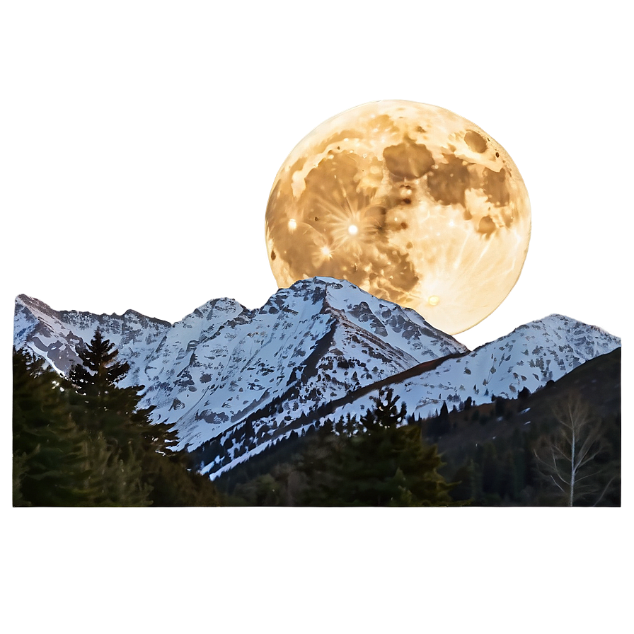 Full Moon Over Mountains Png 05242024 PNG