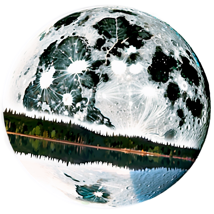 Full Moon Reflection Lake Png 05242024 PNG