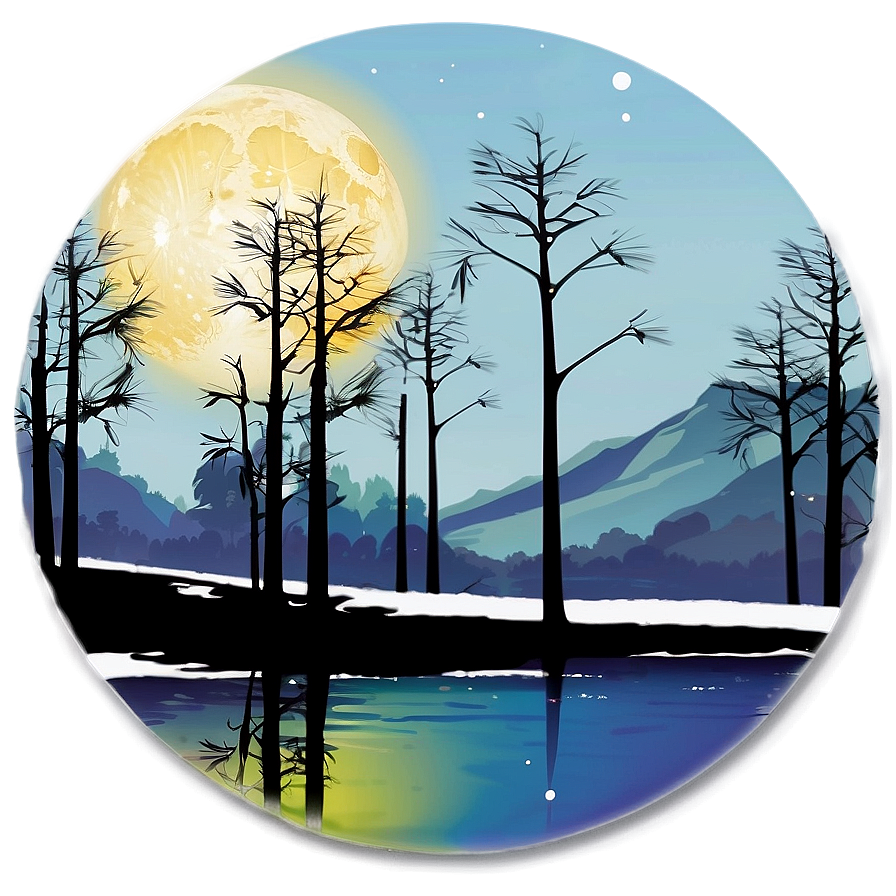 Full Moon Reflection Lake Png Cbf21 PNG