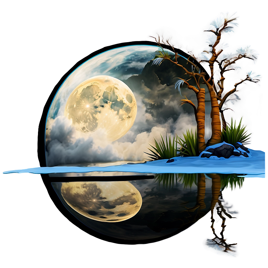 Full Moon Reflection Lake Png Kbo38 PNG