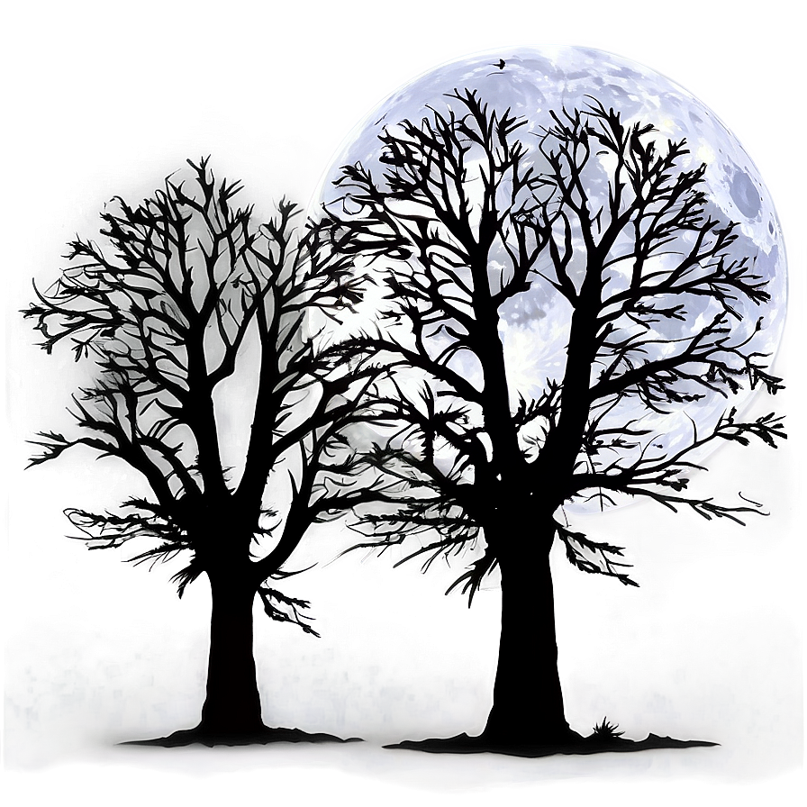 Download Full Moon Silhouette Trees Png 05242024 | Wallpapers.com