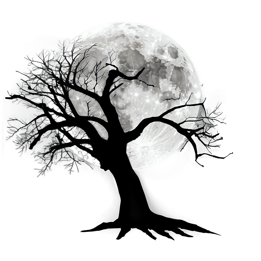 Download Full Moon Silhouette Trees Png Mpc | Wallpapers.com