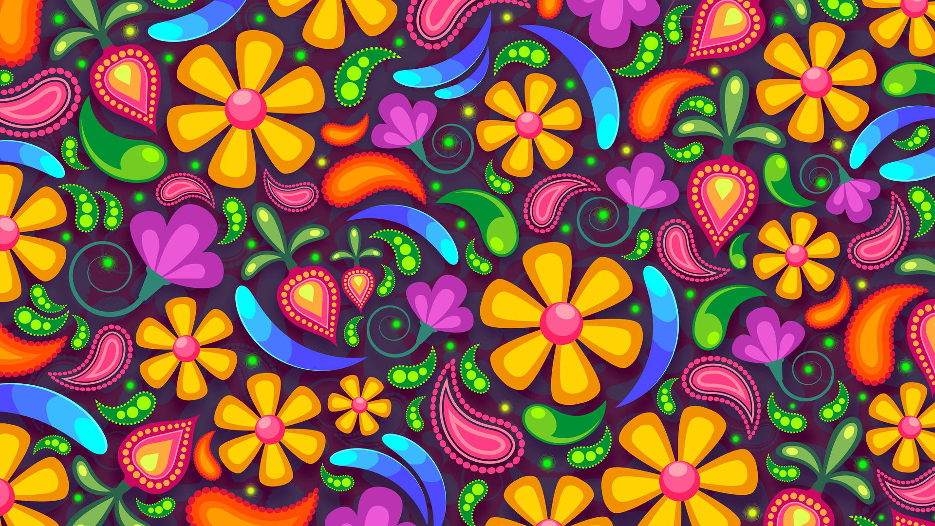 Fuld Skærm 4k Blomster Hippie Wallpaper